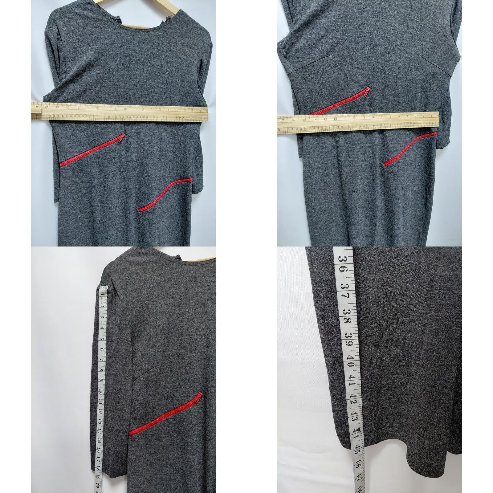 Adrianna Papell Adrianna Papell Gray Midi Dress Size 12 Red Zipper Accents Women's Size XL / US 12-14 / IT 48-50 - 8 Thumbnail