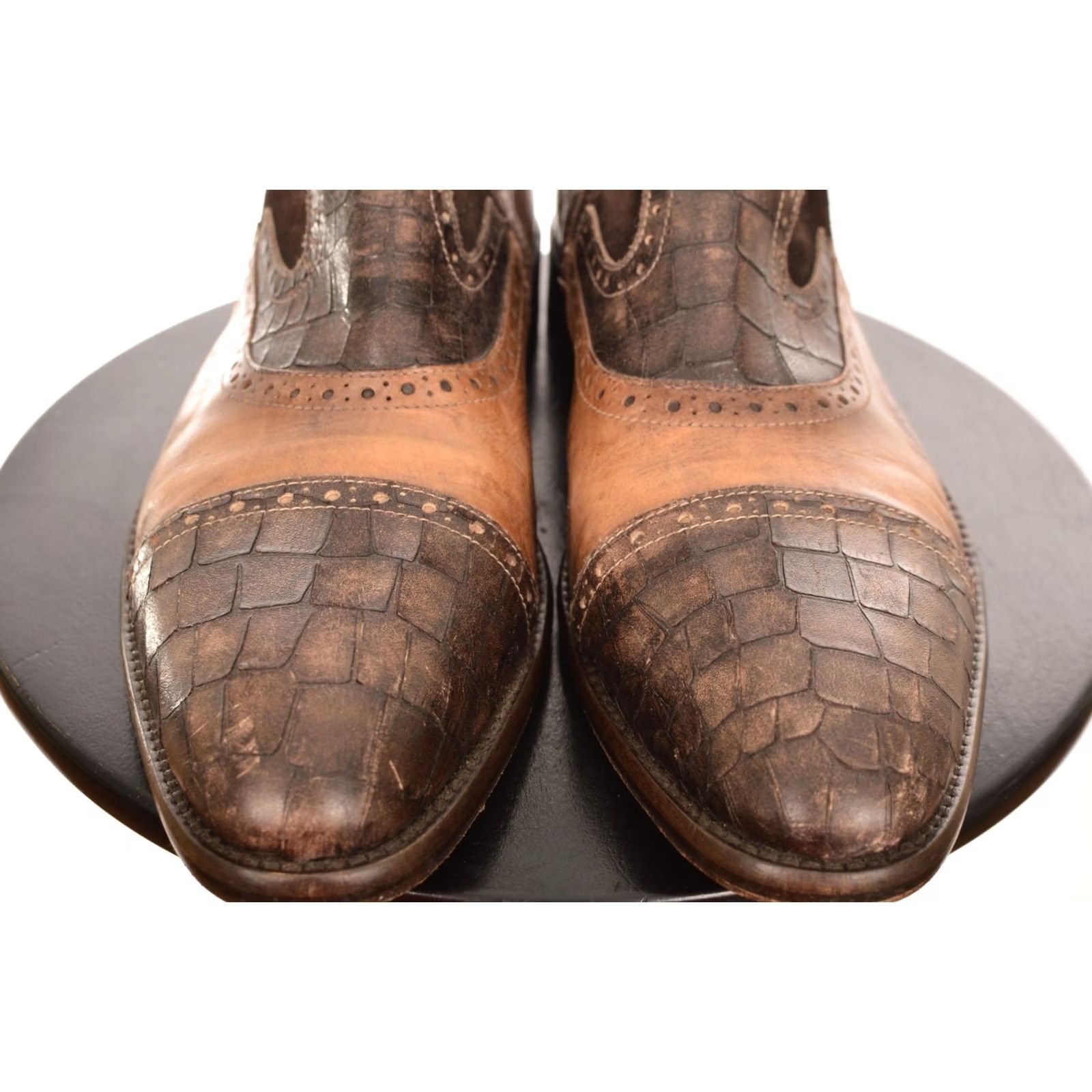 Vintage Jo Ghost DDP Brown Leather Croc Boots Size 39 Mens Boots Size US 6 / EU 39 - 3 Thumbnail