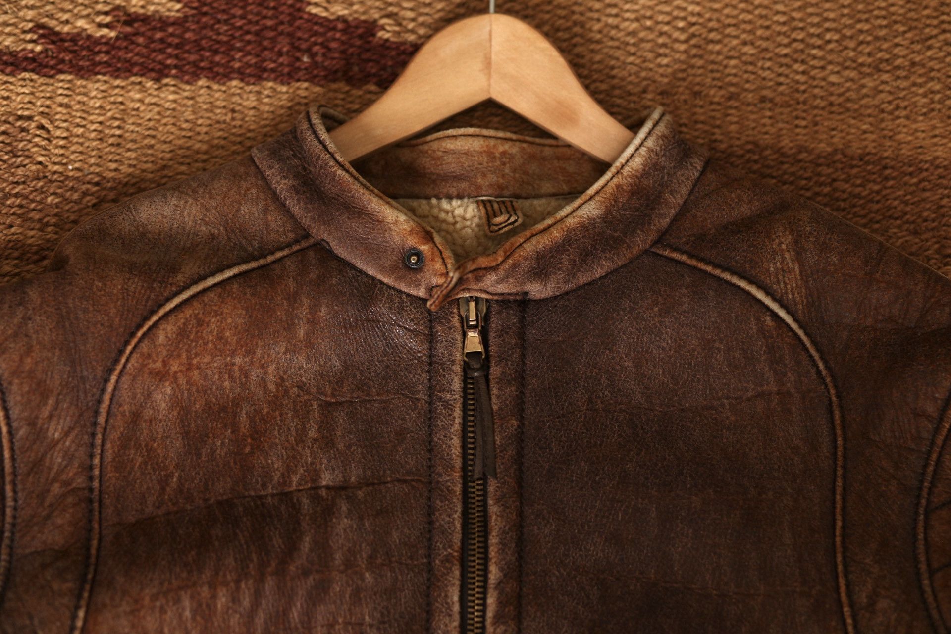 Vintage 1970’s Italian Shearling Café Racer Jacket Size US L / EU 52-54 / 3 - 2 Thumbnail