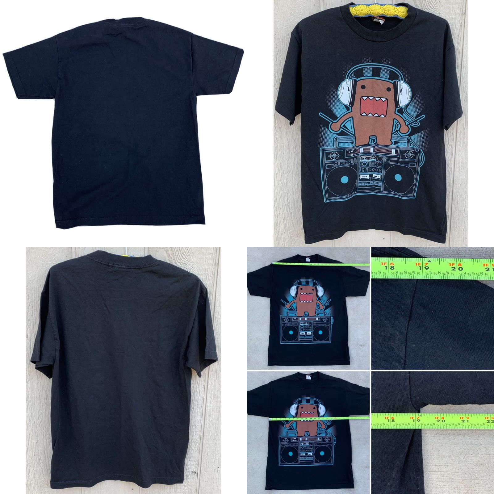 Vintage Domo Boombox Headphones T Shirt Unisex Adults M Black 100% cotton Graphic Print NHK-TYO1998-2011 Domo Animation Size M Clothing Mens Womens Boys Girls Size US M / EU 48-50 / 2 - 8 Thumbnail