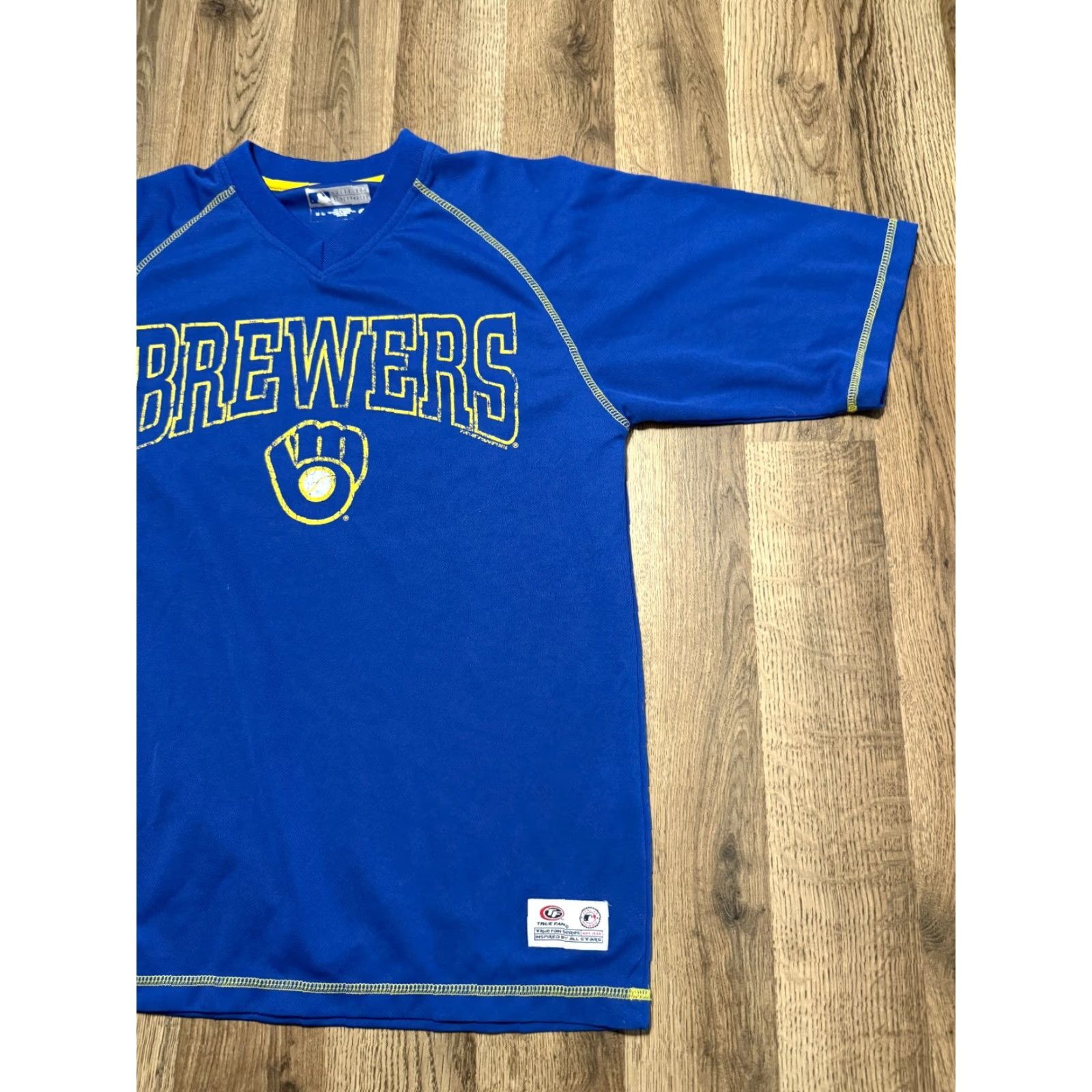 NBA Genuine Merchandise Shirt NBA Mens Medium Blue Yellow Milwaukee Brewers Jersey T-Shirt Short Sleeve Crew Neck Jersey 0 Size US M / EU 48-50 / 2 - 4 Thumbnail