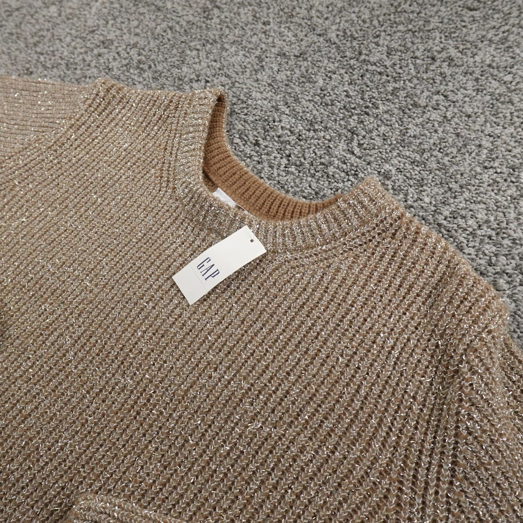 Gap GAP Sweater Womens XL Brown Knit Metallic Pullover Crewneck Cozy Preppy Warm Bell Sleeve Glitter Size XL / US 12-14 / IT 48-50 - 2 Thumbnail
