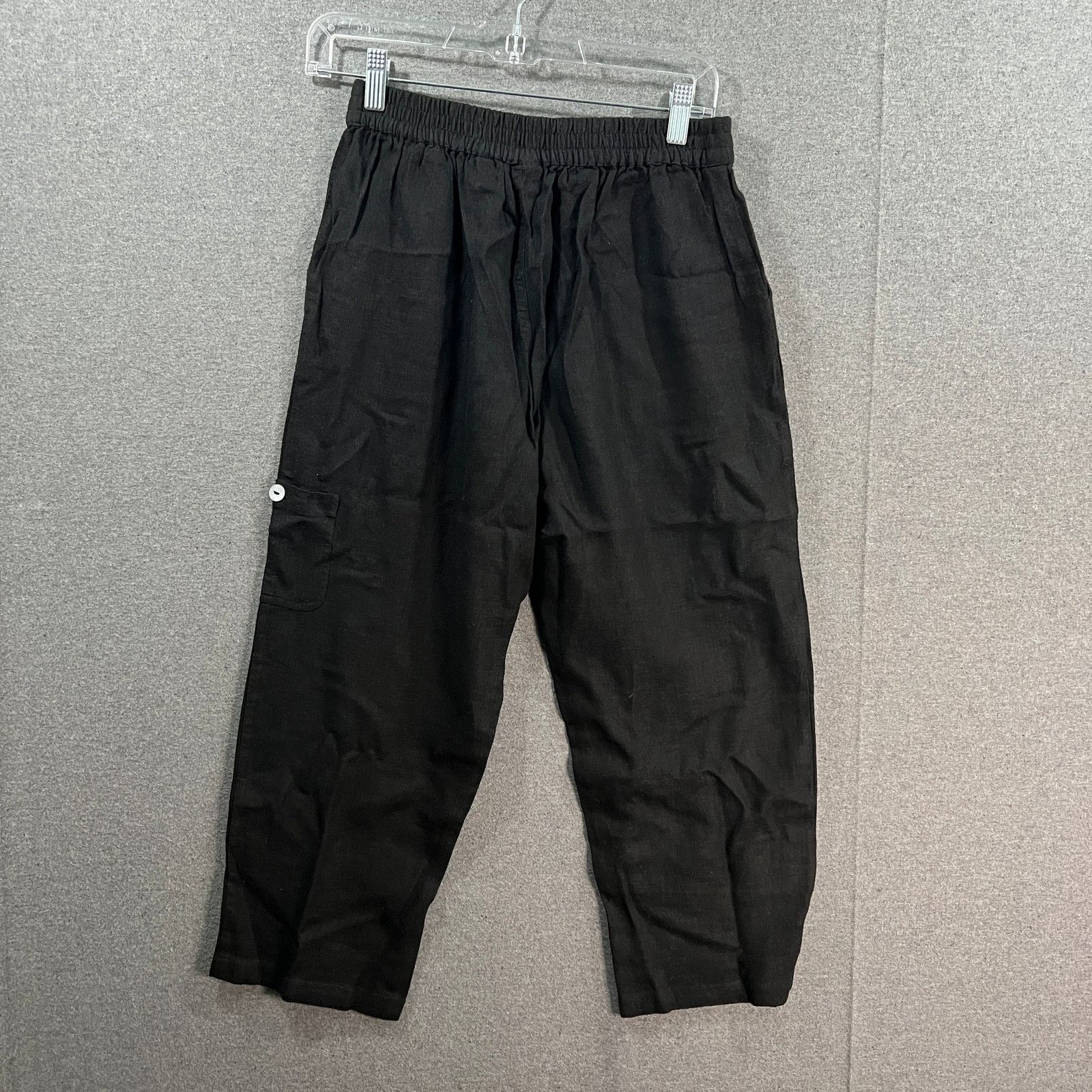 Other Susan Graver Petite Pure Easy Linen Utility Crop Pant Black Size 27" / US 4 / IT 40 - 1 Thumbnail