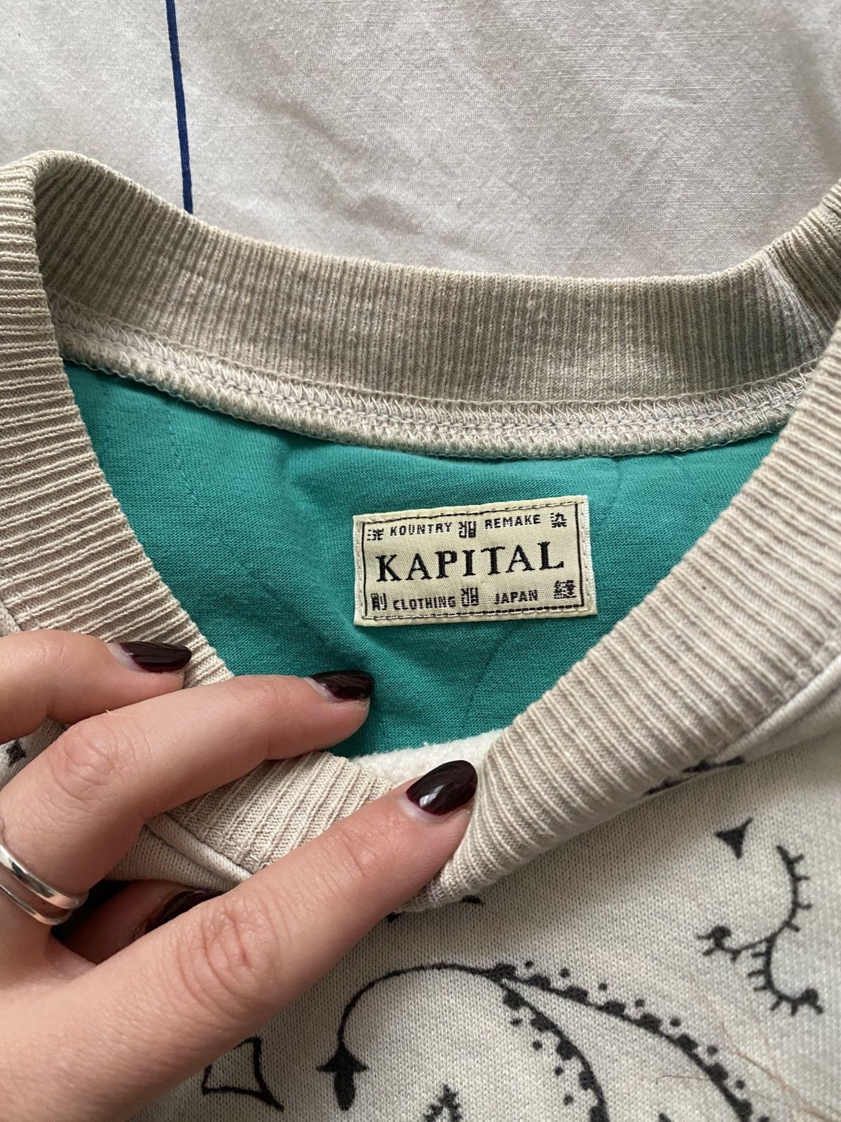 Kapital × Kapital Kountry Knit Bandana Bivouac Big Crewneck Blu Size US L / EU 52-54 / 3 - 6 Thumbnail