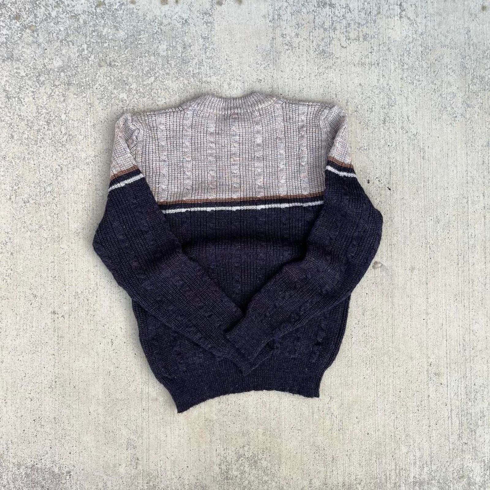 Other Neapolitan Cross Striped Knitted Winter Sweater Size L / US 10 / IT 46 - 5 Thumbnail