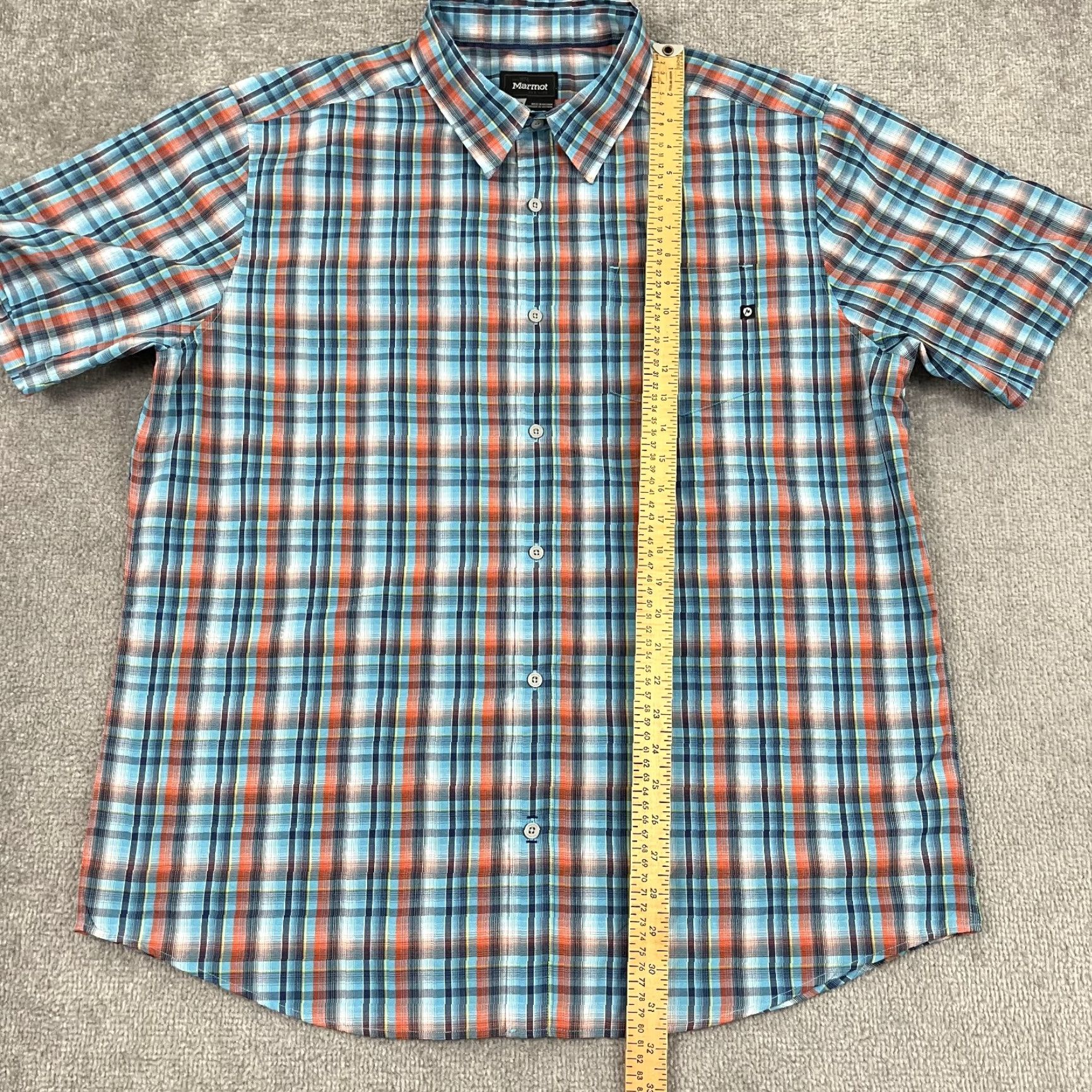 Marmot Marmot Shirt Mens XL Blue Orange Plaid Button-Up Hiking Outdoor Short Sleeve Shirt Size US XL / EU 56 / 4 - 6 Thumbnail