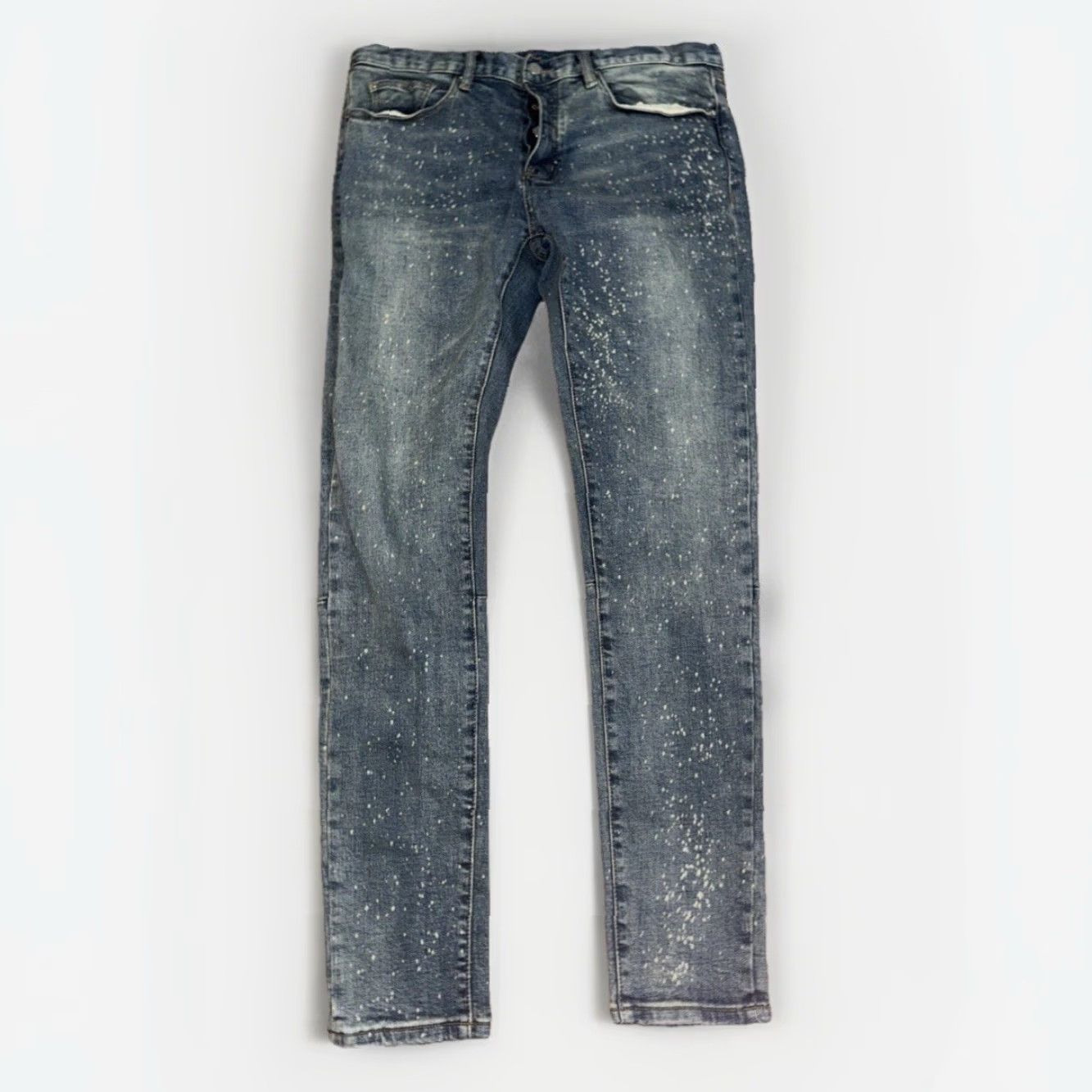 MNML MNML M38 Bleach Splatter Skinny Jeans Men’s 34x33 Distressed Denim Streetwear Blue Jeans Men Size US 34 / EU 50 - 3 Thumbnail