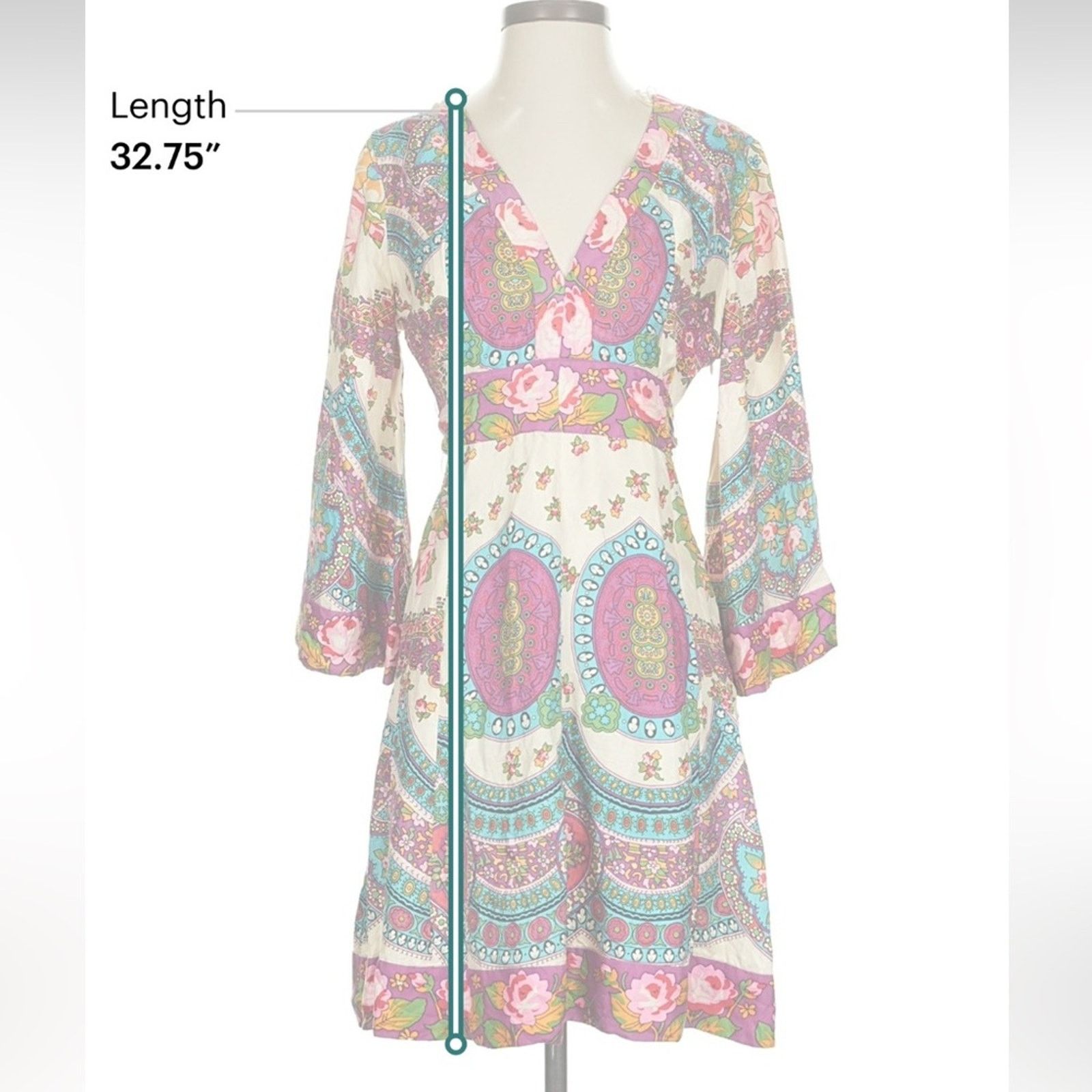 & Other Stories Aqua 100% Silk V-Neck Dress Size S / US 4 / IT 40 - 5 Thumbnail