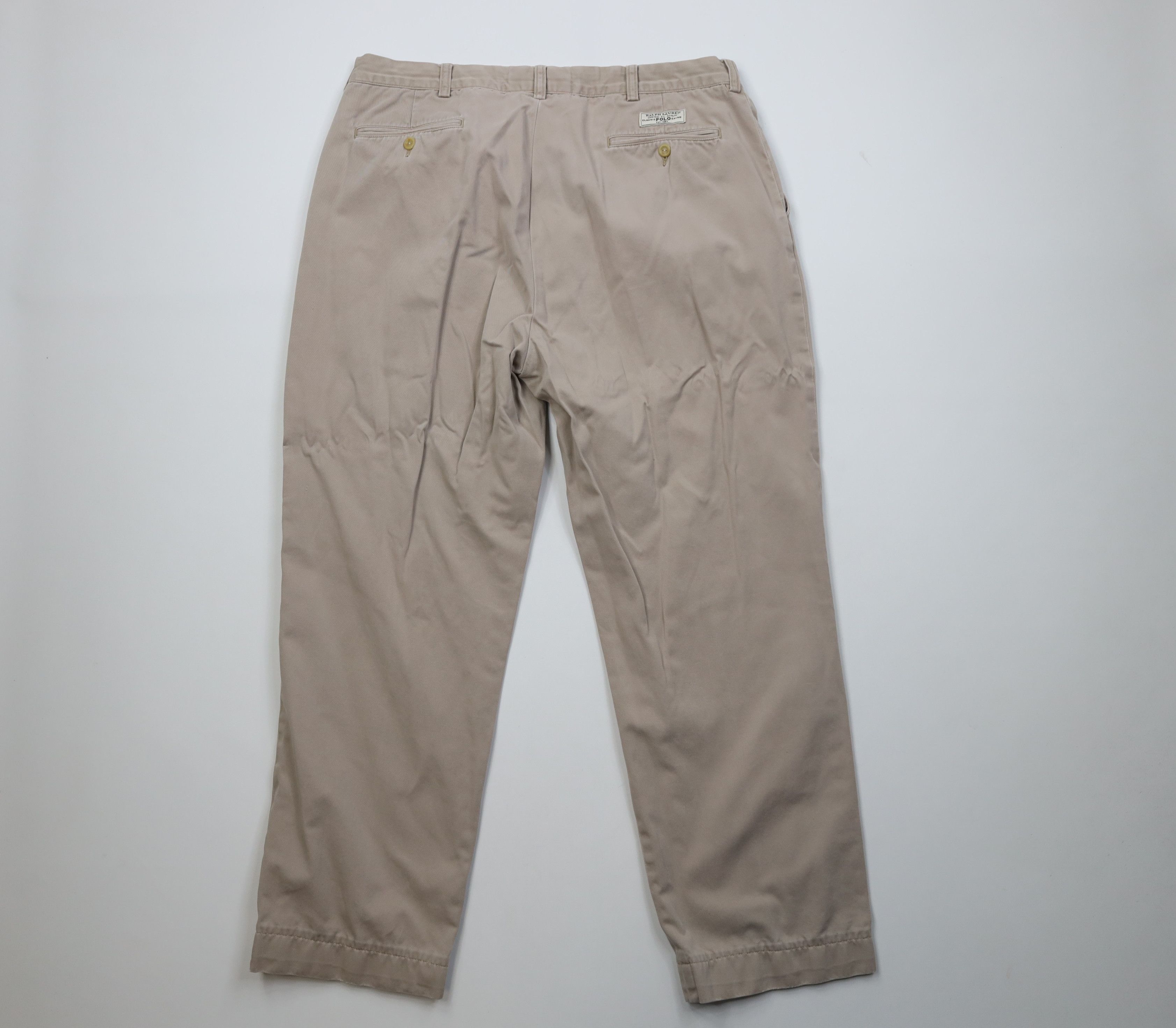 Ralph Lauren Vintage 90s Ralph Lauren Wide Leg Chino Pants Beige Cotton Size US 38 / EU 54 - 9 Thumbnail