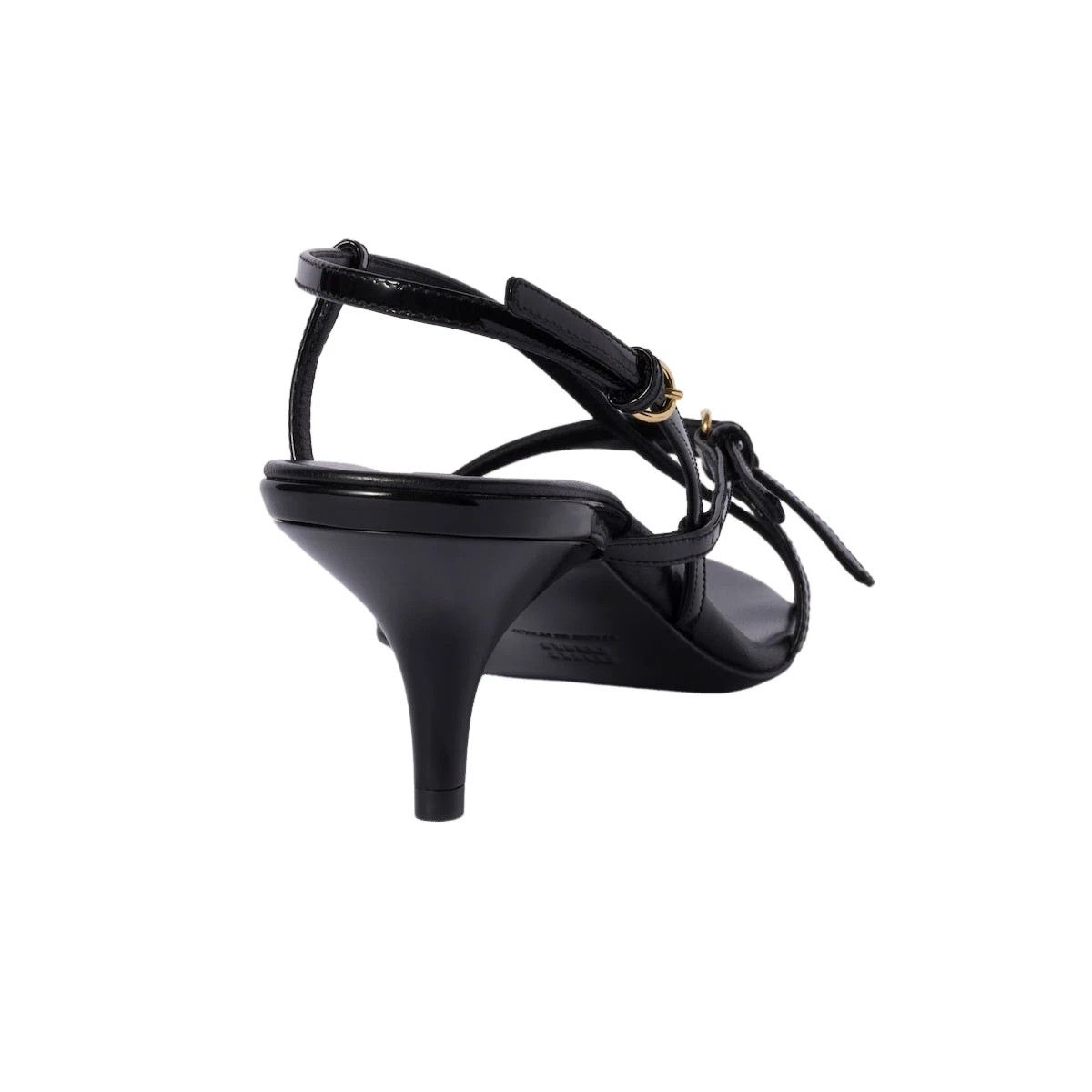 MIU MIU Black Patent Leather Buckle Sandals New