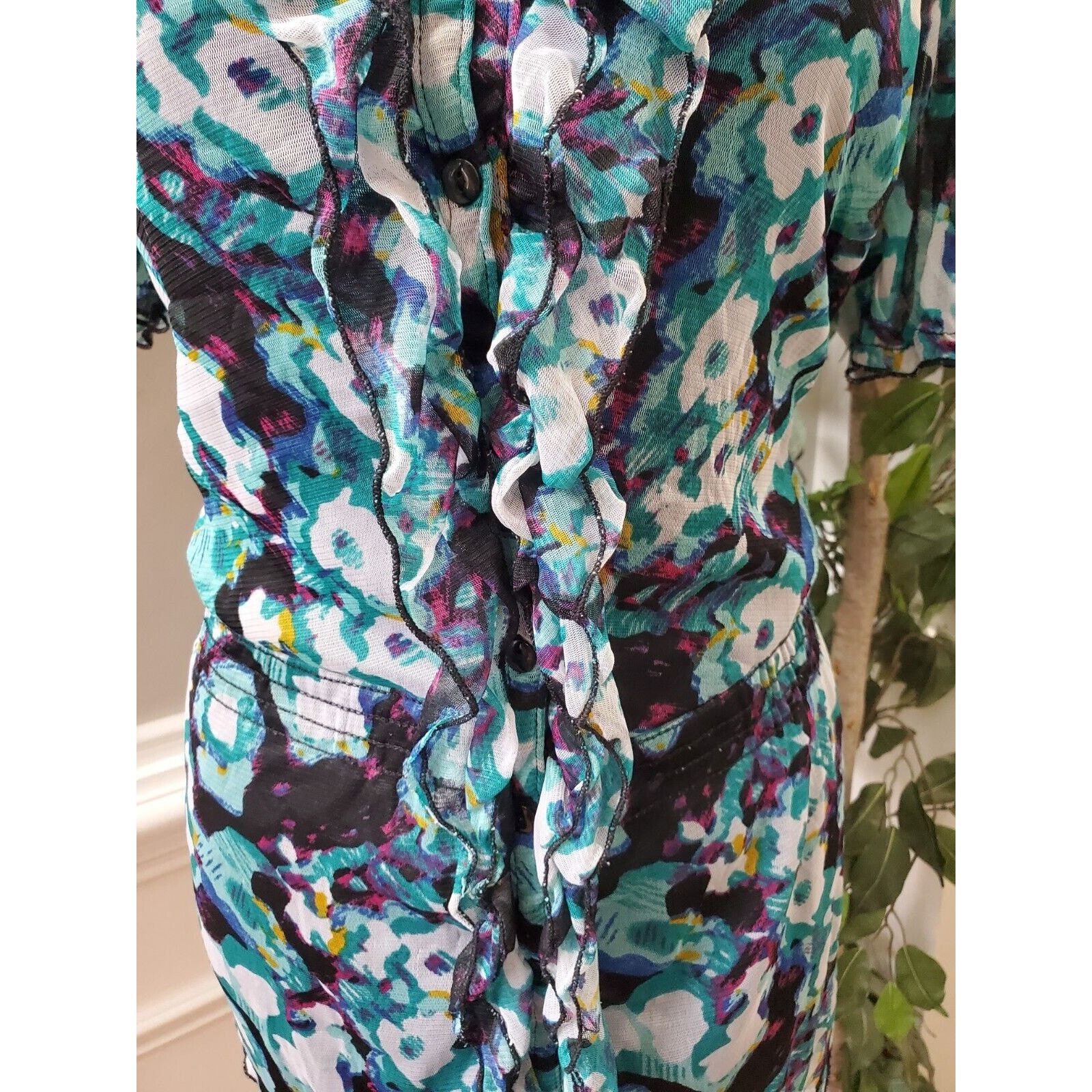 Other Notations Polyester Scoop Neck Short Sleeve Top Blouse 2X Size XXL / US 16-18 / IT 52-54 - 3 Thumbnail