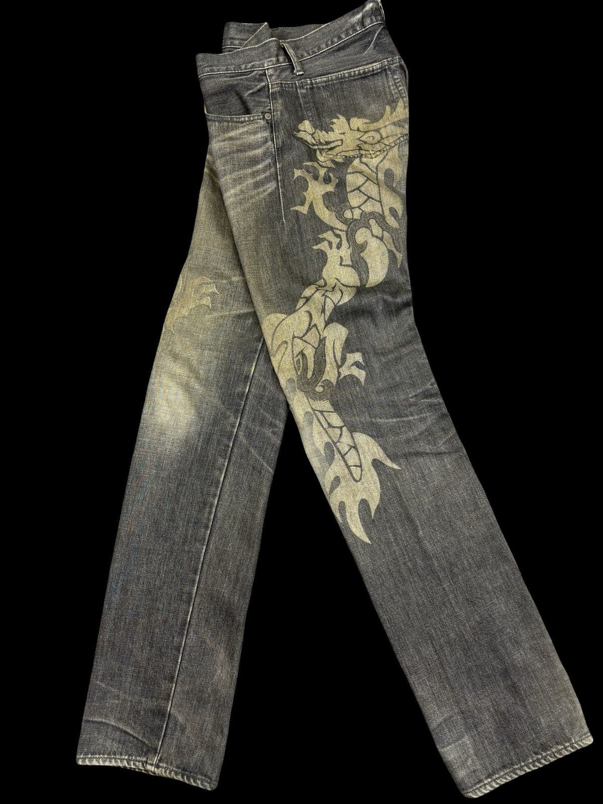 Japanese Brand 💥Artisanal💥Archival Marquis Twin Dragon Mural Denim F972 Size US 32 / EU 48 - 1 Thumbnail