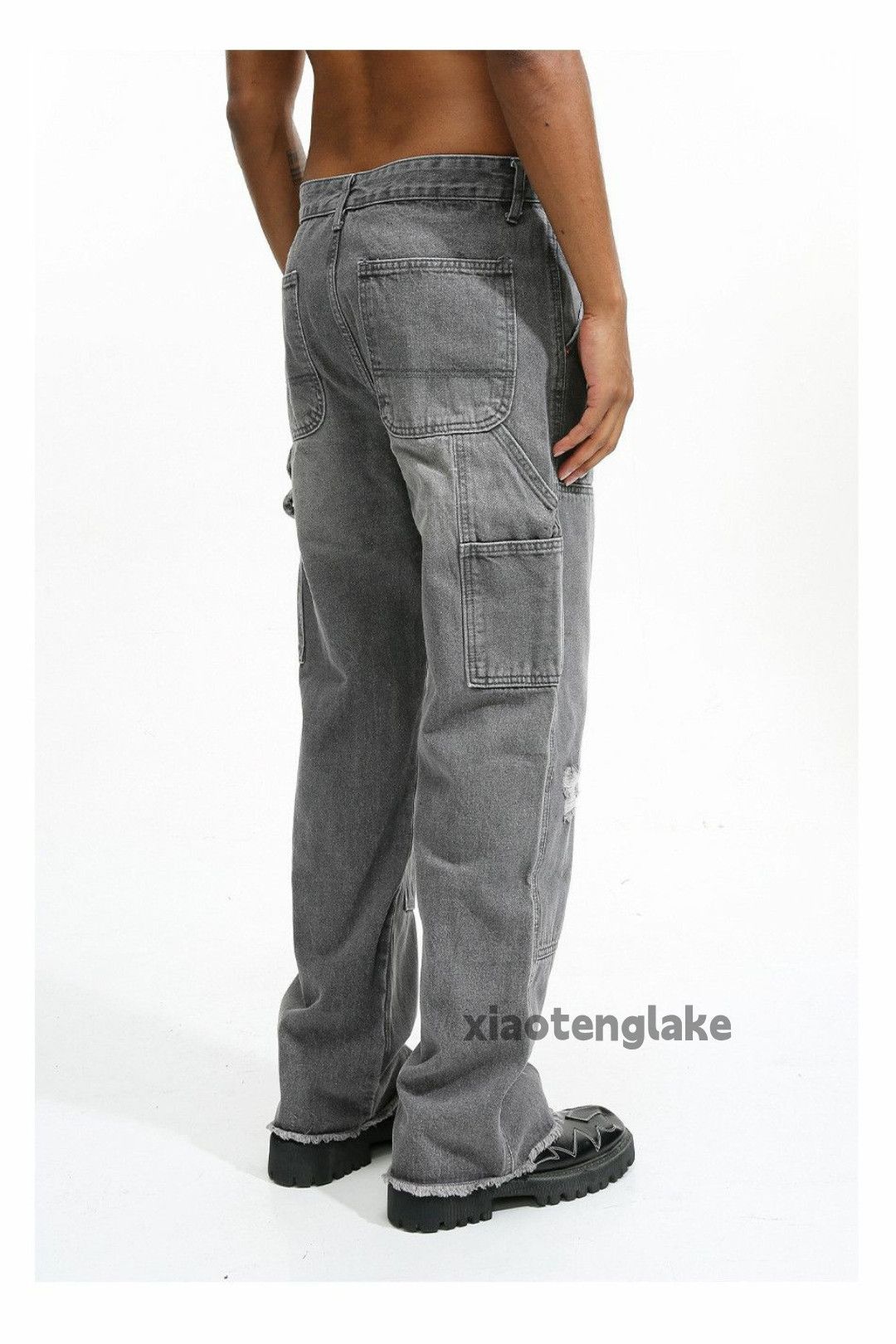 Jean × Vintage washed faded skate hiphop carpenter damaged jeans Size US 32 / EU 48 - 8 Thumbnail