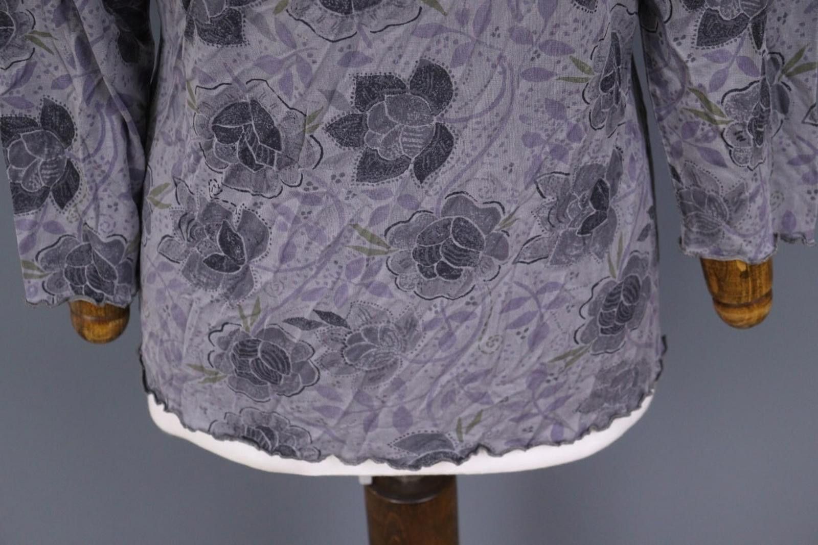 Designer Gudrun Sjoden Gray Floral Relaxed Blouse Shirt Size L Size L / US 10 / IT 46 - 10 Thumbnail