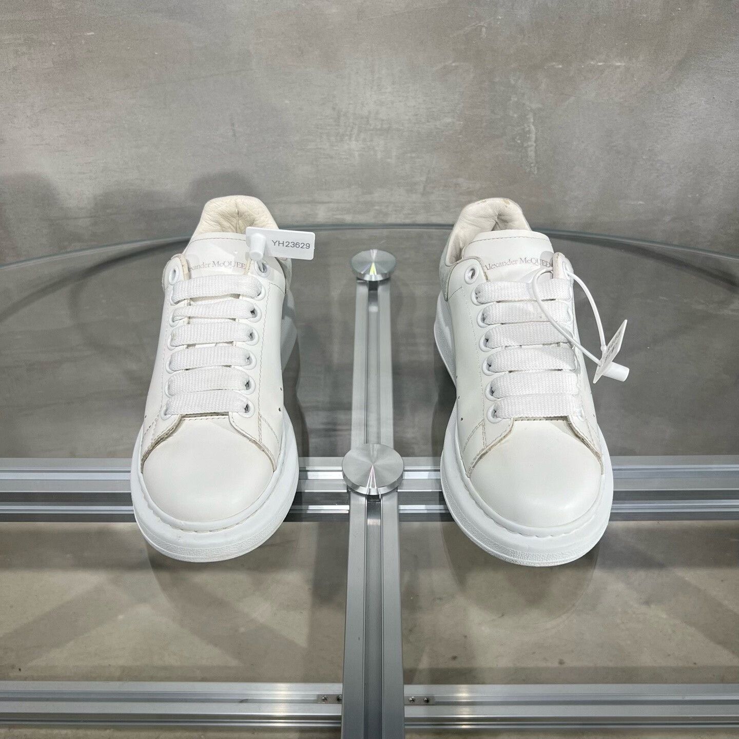 Alexander McQueen ALEXANDER MCQUEEN White shoes with blue heels| Size US 4.5 / IT 34.5 - 1 Thumbnail