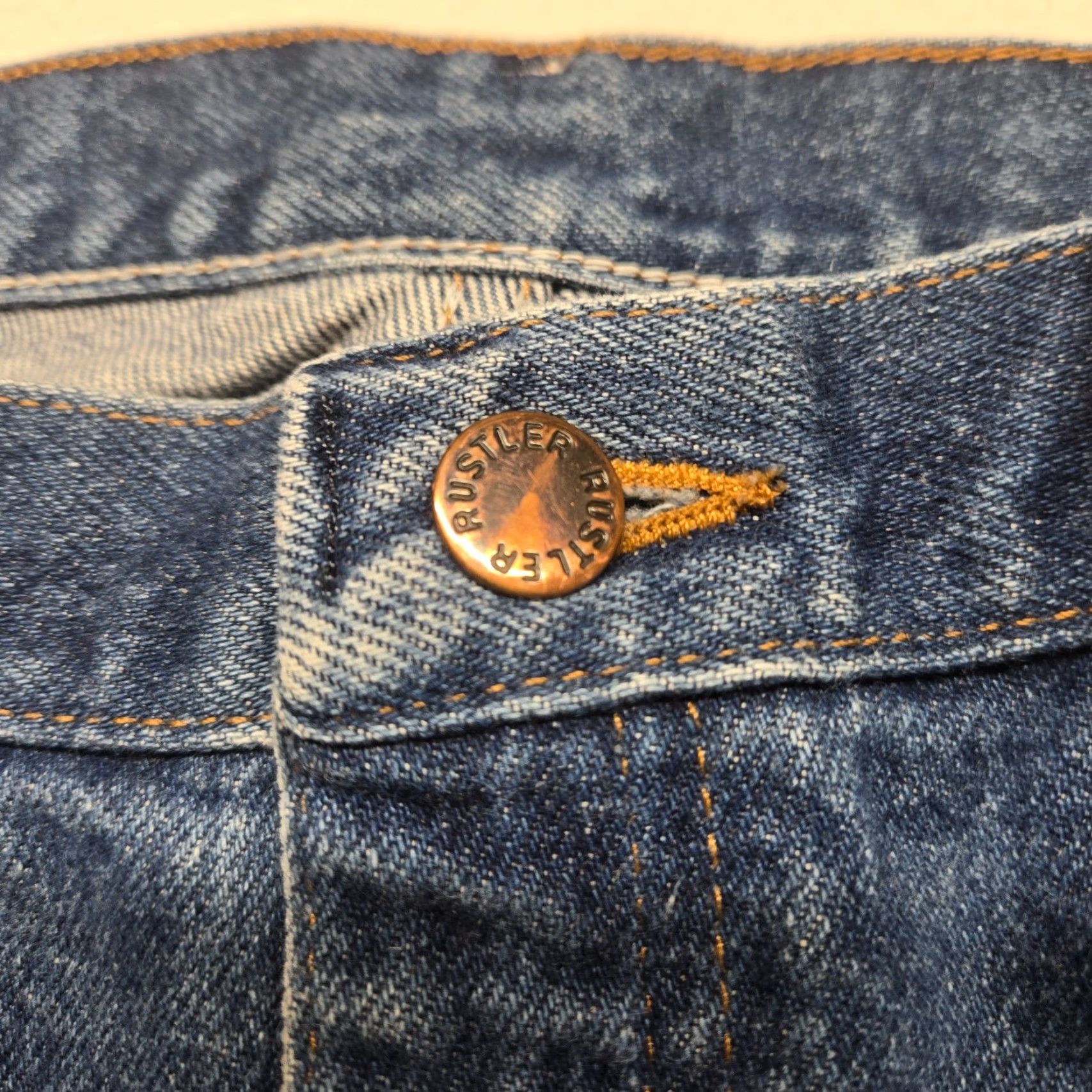Vintage Rustler Jeans - Denim Regular Fit Zip Up Straight Leg 36x30 Kid/Adult? Actually Adult Men's Regular - Blue 36 x 30 - Cowboy Western Pants Size US 36 / EU 52 - 4 Thumbnail