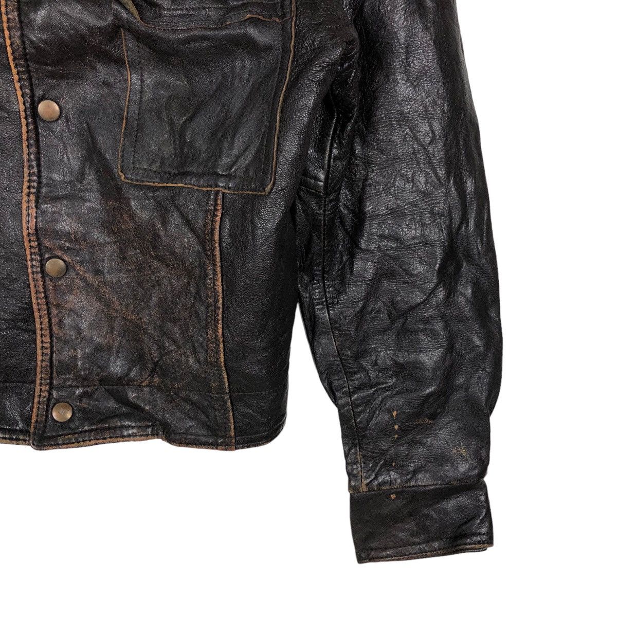 Genuine Leather 🔥90’s Vintage Genuine Leather Jacket Bootlegger Biker Wear Size US S / EU 44-46 / 1 - 5 Thumbnail