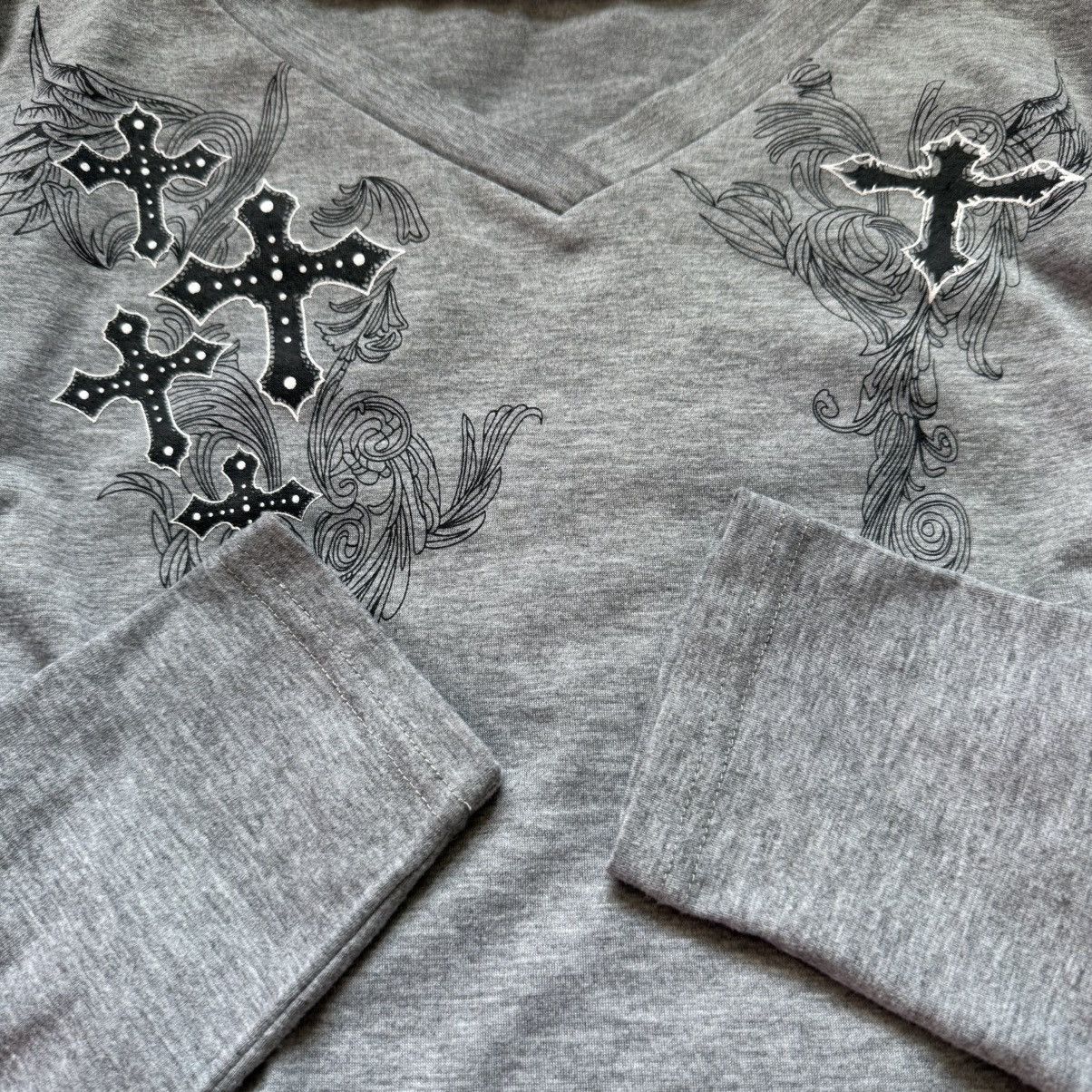 Hysteric Glamour 📌 Vintage Y2k Rare Cross Gothic V-Neck Long Sleeve 00’s Size L / US 10 / IT 46 - 7 Thumbnail