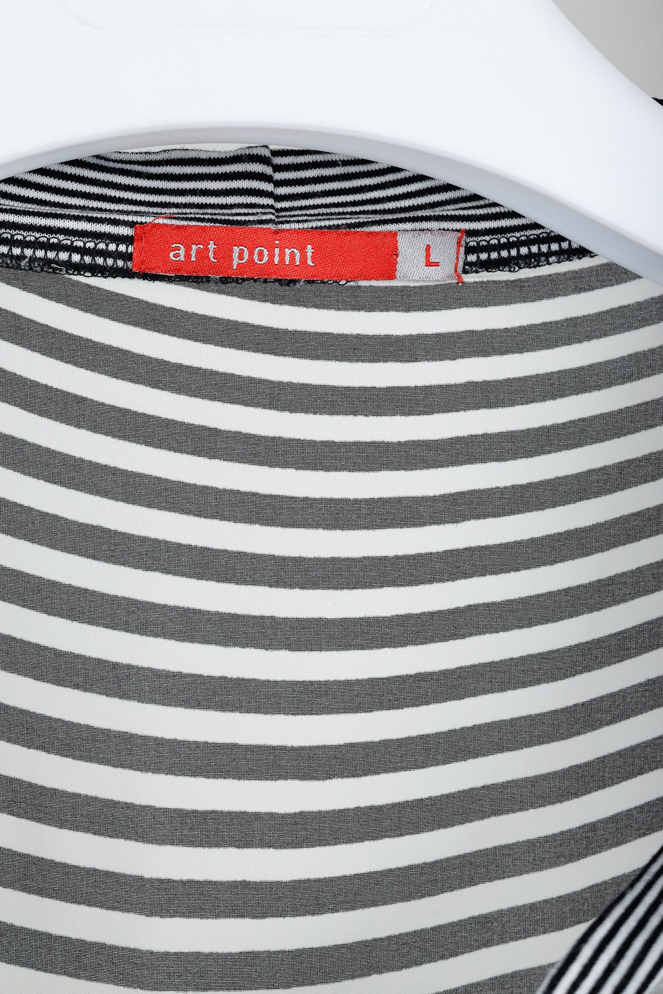 Other Art Point Black & White Striped Polka-Dot Chiffon Blouse Size L / US 10 / IT 46 - 4 Thumbnail