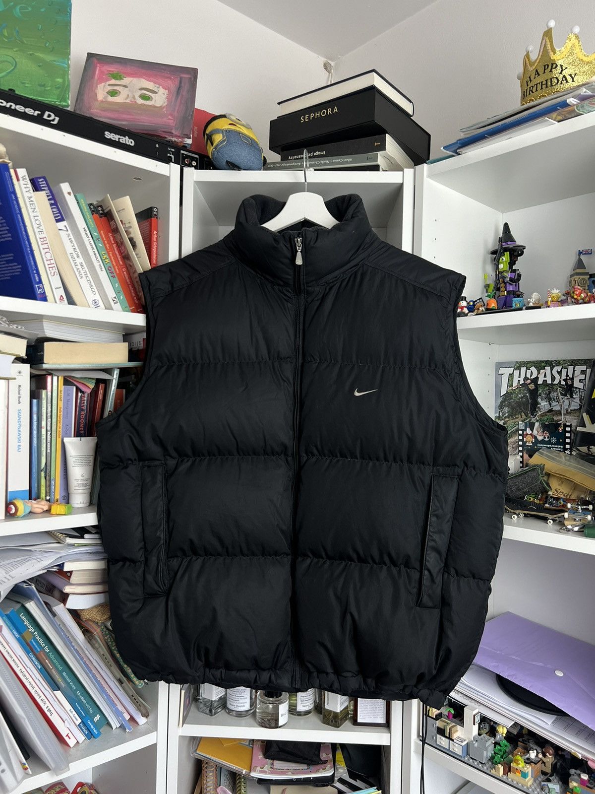 Vintage Y2K Nike black boxy down puffer vest L gorpcore 90s