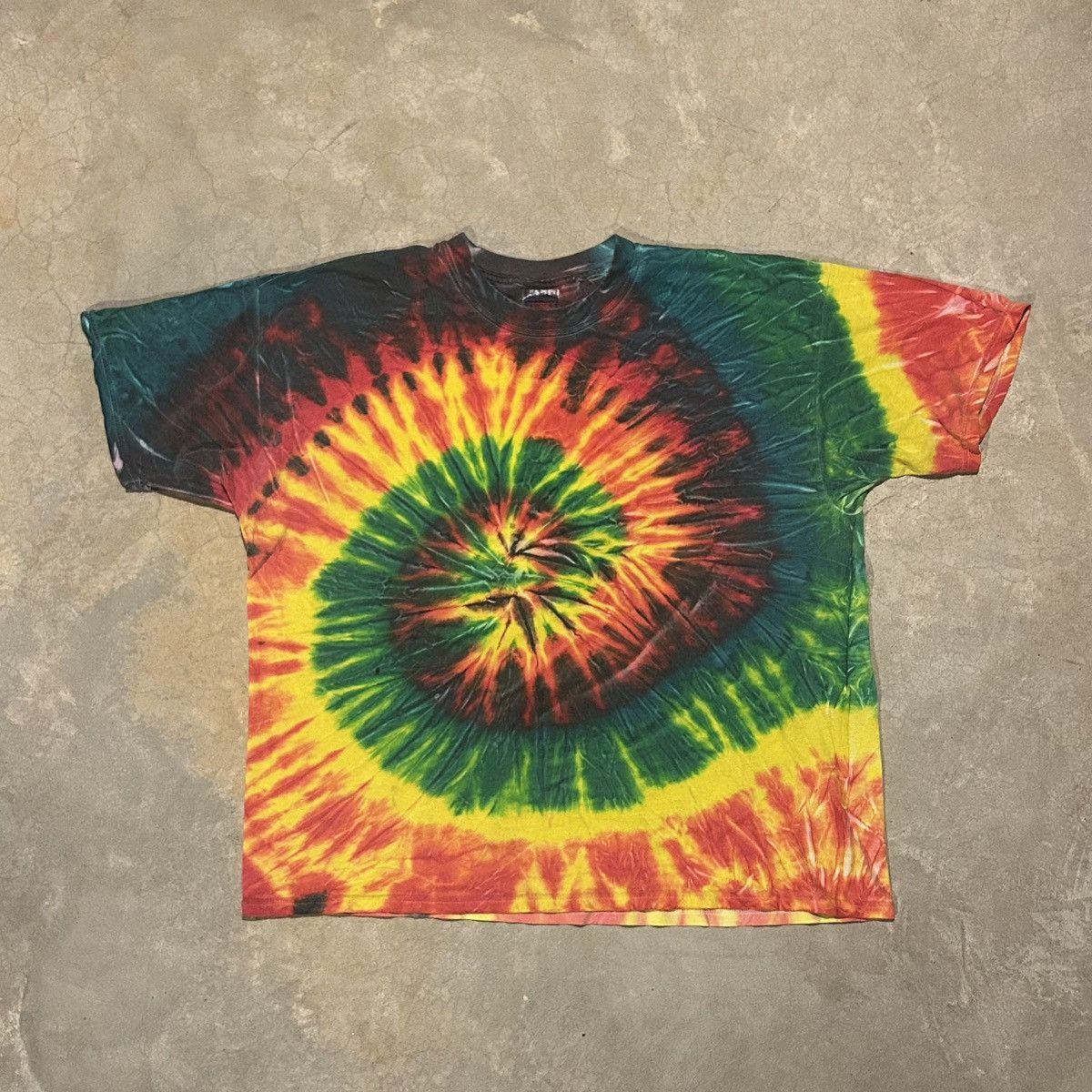 Vintage Vintage 1990s Tie Dye Baggy Oversized Tee Essential Rainbow Size US XXL / EU 58 / 5 - 1 Thumbnail
