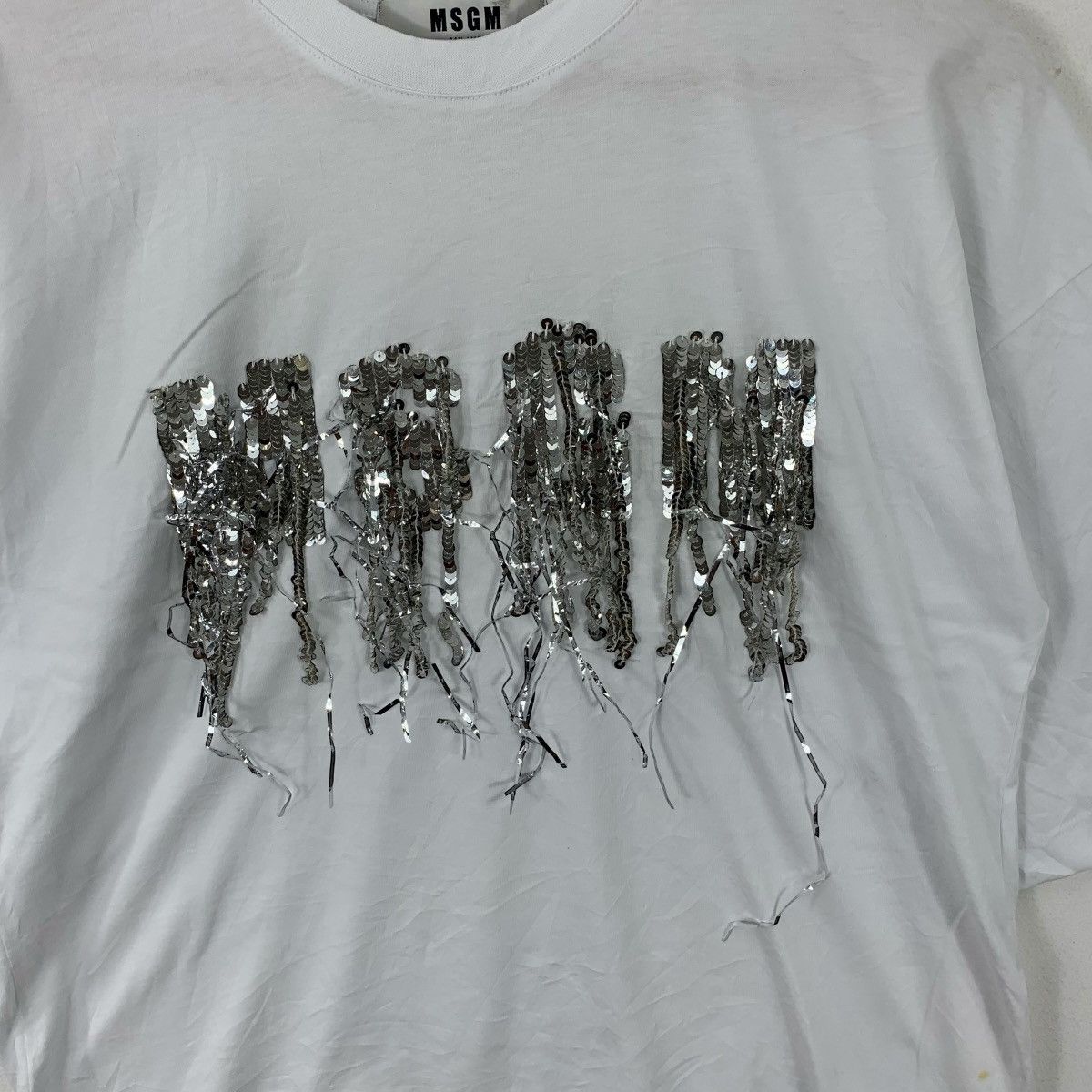 MSGM MSGM MILANO Made In ITALY Sequined Abstract Tee Shirt Top Size M / US 6-8 / IT 42-44 - 3 Thumbnail