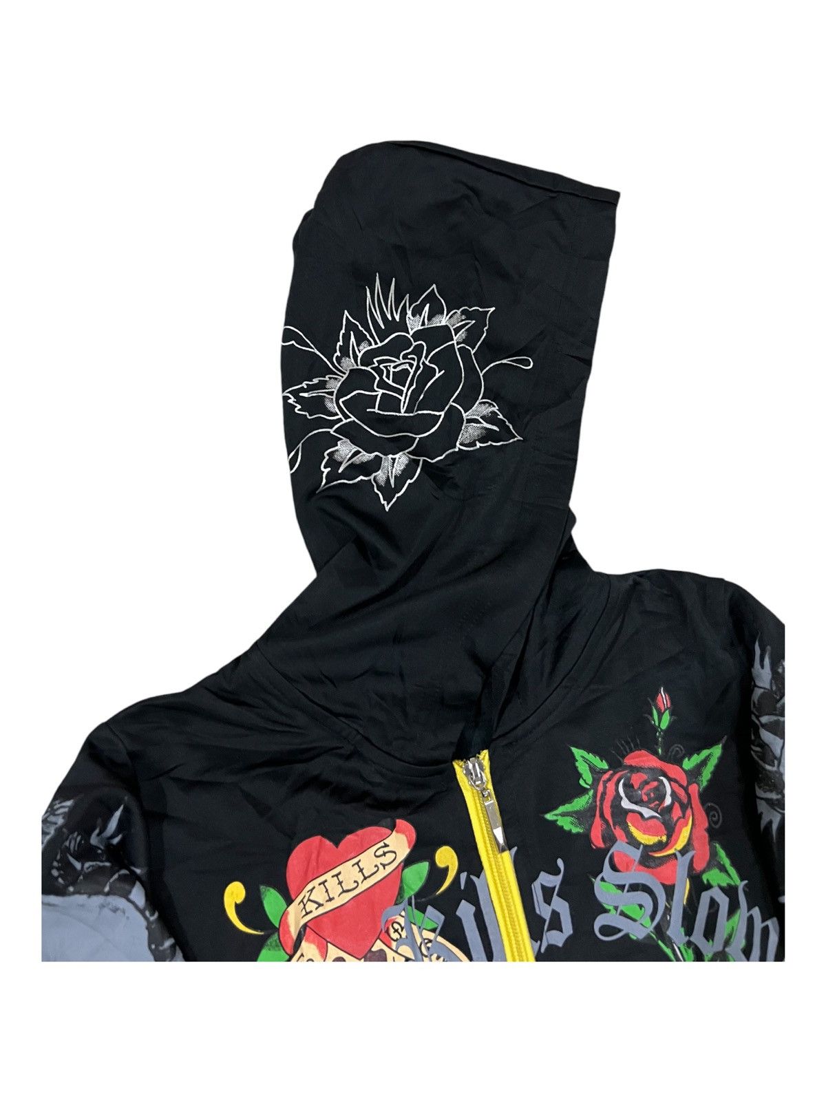 Ed Hardy Y2K Ed Hardy Skulls & Roses Zipper Boxy Jacket Sweater Goth Size S / US 4 / IT 40 - 8 Thumbnail