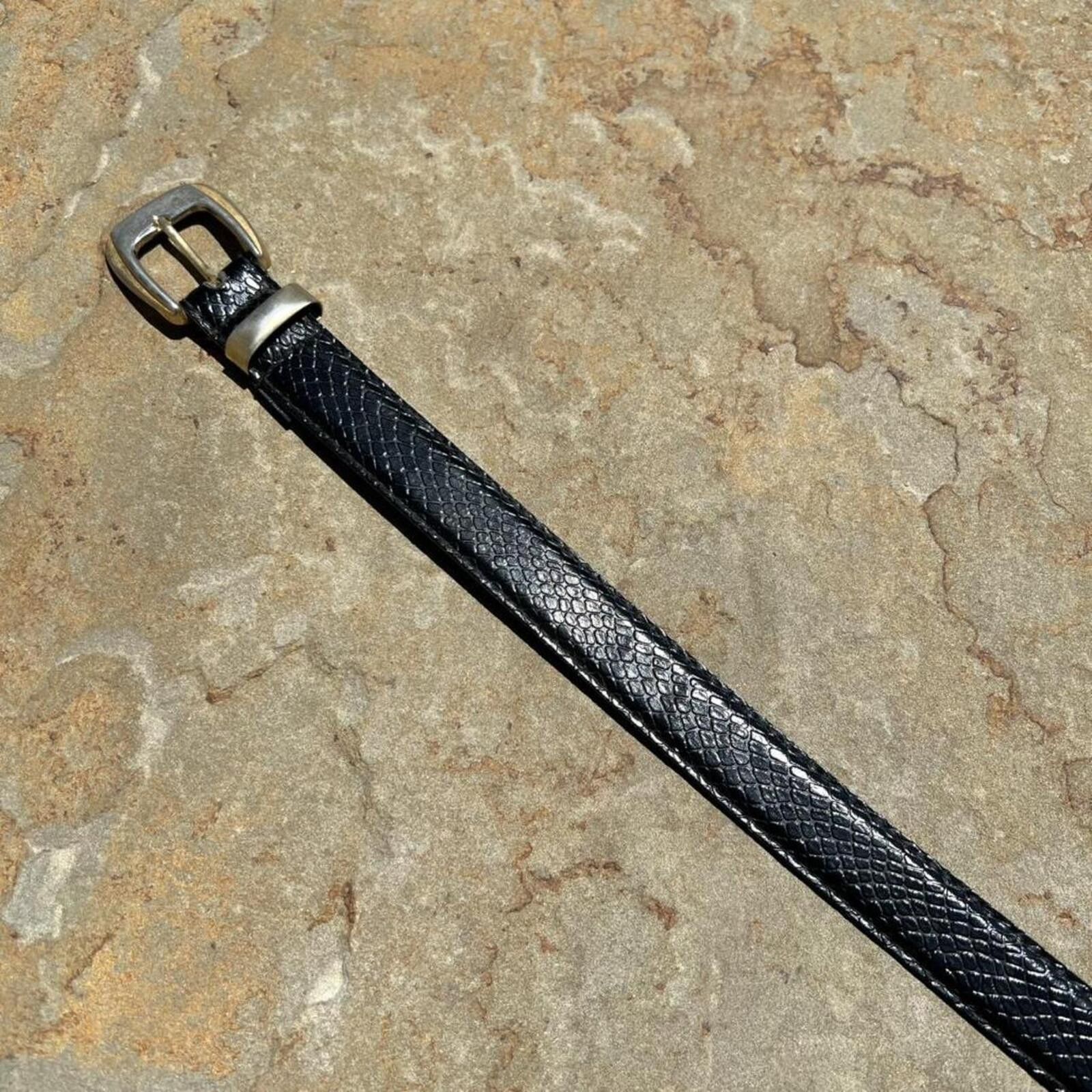 Vintage Neo-Vintage Y2K Black Crocodile Embossed Faux Leather Belt Size ONE SIZE - 2 Thumbnail
