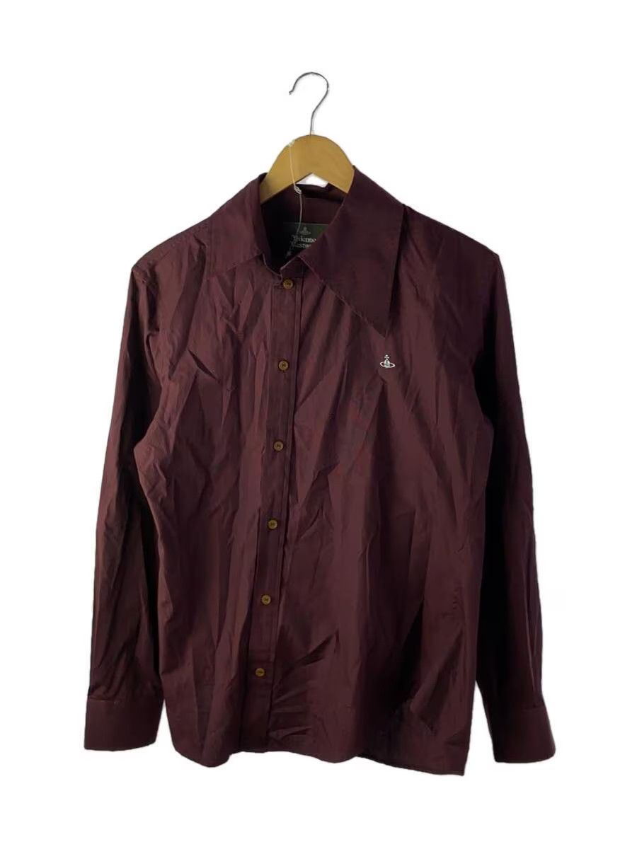 image of Vivienne Westwood Asymmetrical Orb Button Shirt in Burgandy, Men's (Size Medium)