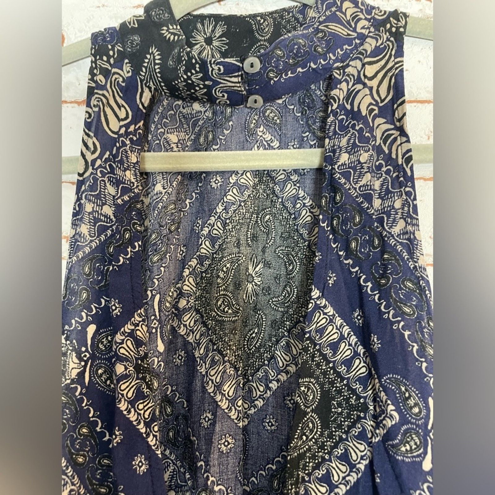 Free People Intimately by Free People Asymmetrical Blue Paisley Dress Size S / US 4 / IT 40 - 4 Thumbnail