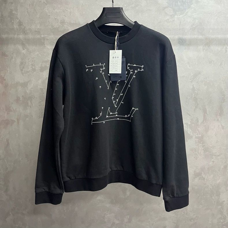 Louis Vuitton Black studded printed logo crewneck pullover