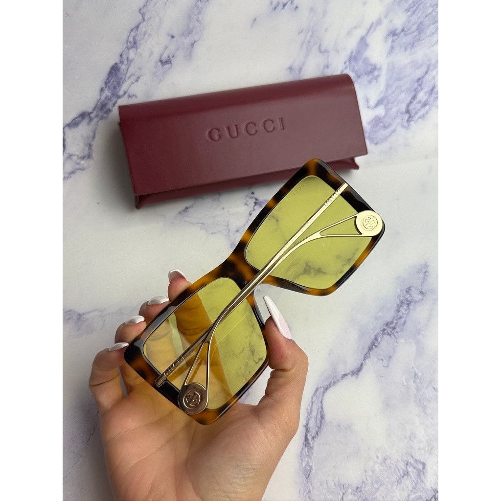 Gucci NEW Gucci GG0434S Havana Brown Yellow Lens Sunglasses Size ONE SIZE - 3 Thumbnail