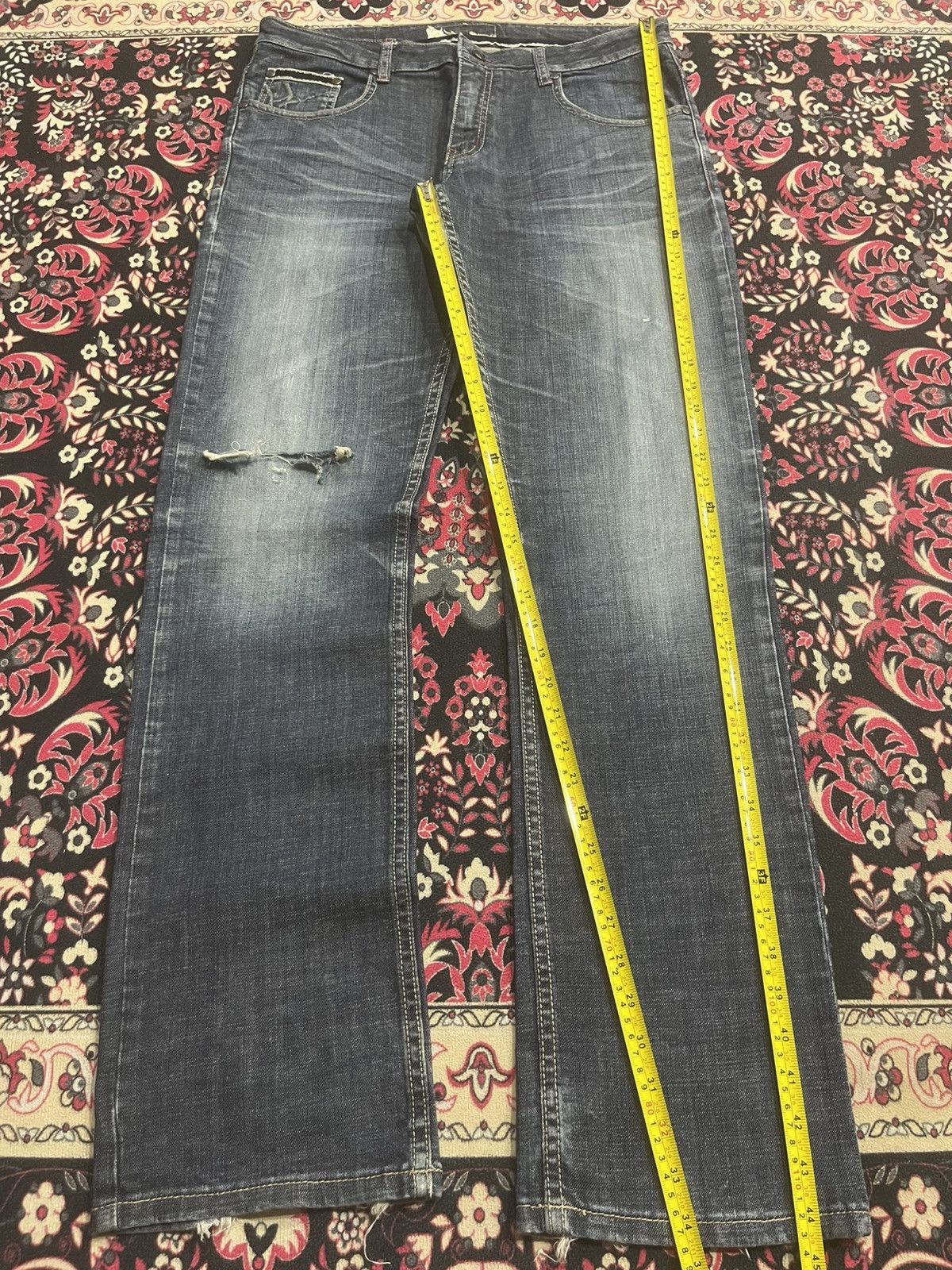 If Six Was Nine Vintage Japanese Brand Alien Lucifer Dark Blue Whisker Jeans Size US 34 / EU 50 - 12 Thumbnail