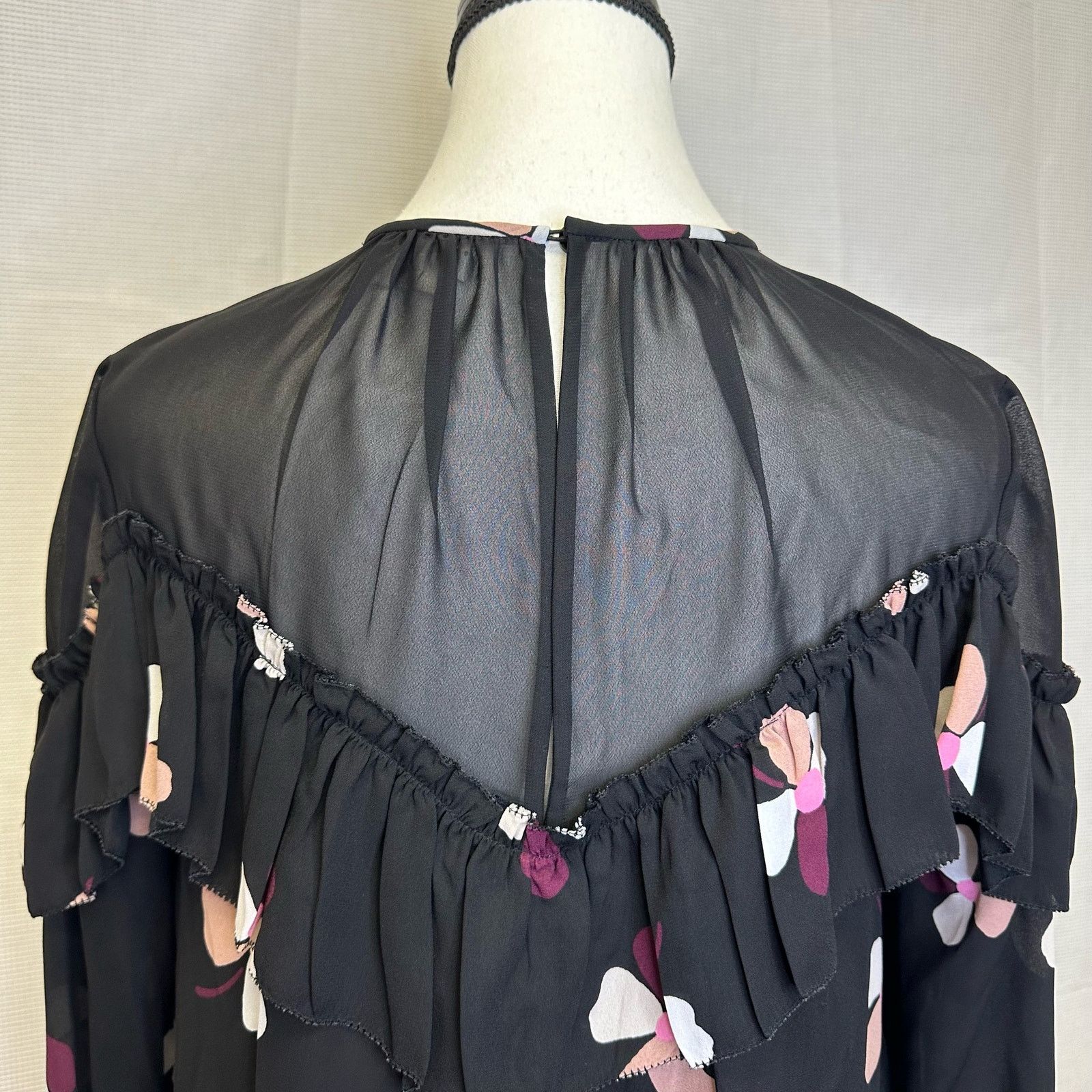 Kate Spade Kate Spade New York Floral Ruffle Sheer Blouse XS Size XS / US 0-2 / IT 36-38 - 6 Thumbnail