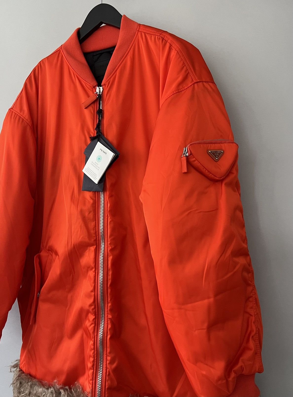 Prada $6.8k Prada Faux-fur Trim Bomber Coat In Orange Size US S / EU 44-46 / 1 - 2 Thumbnail