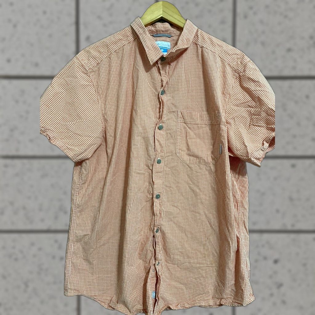 Vintage Columbia Shirt Mens Large Check Plaid Button Down Pocket Orange and white Size US L / EU 52-54 / 3 - 1 Thumbnail