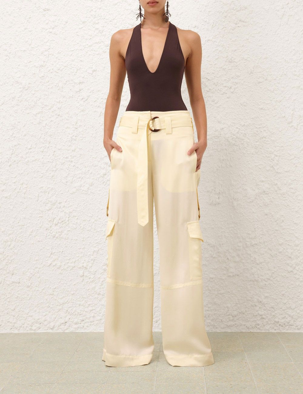 Zimmermann oc11z0226 Dawning Cargo Pants In Lemon Size 28" / US 6 / IT 42 - 2 Thumbnail