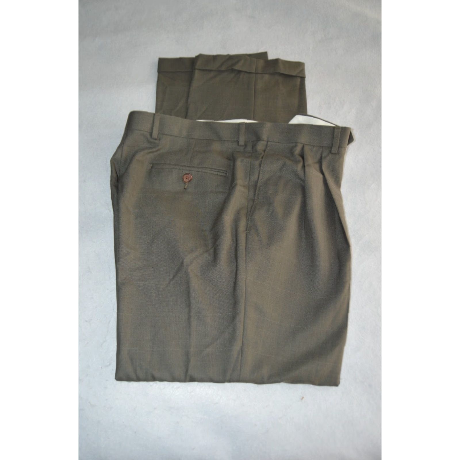 Ralph Lauren Ralph Lauren Men's Dress Pants Gray 34/32 Windowpane Polyester Blend Pleated Regular Straight Rise Mid-Season Logo Preppy Mens Trousers Size US 34 / EU 50 - 4 Thumbnail