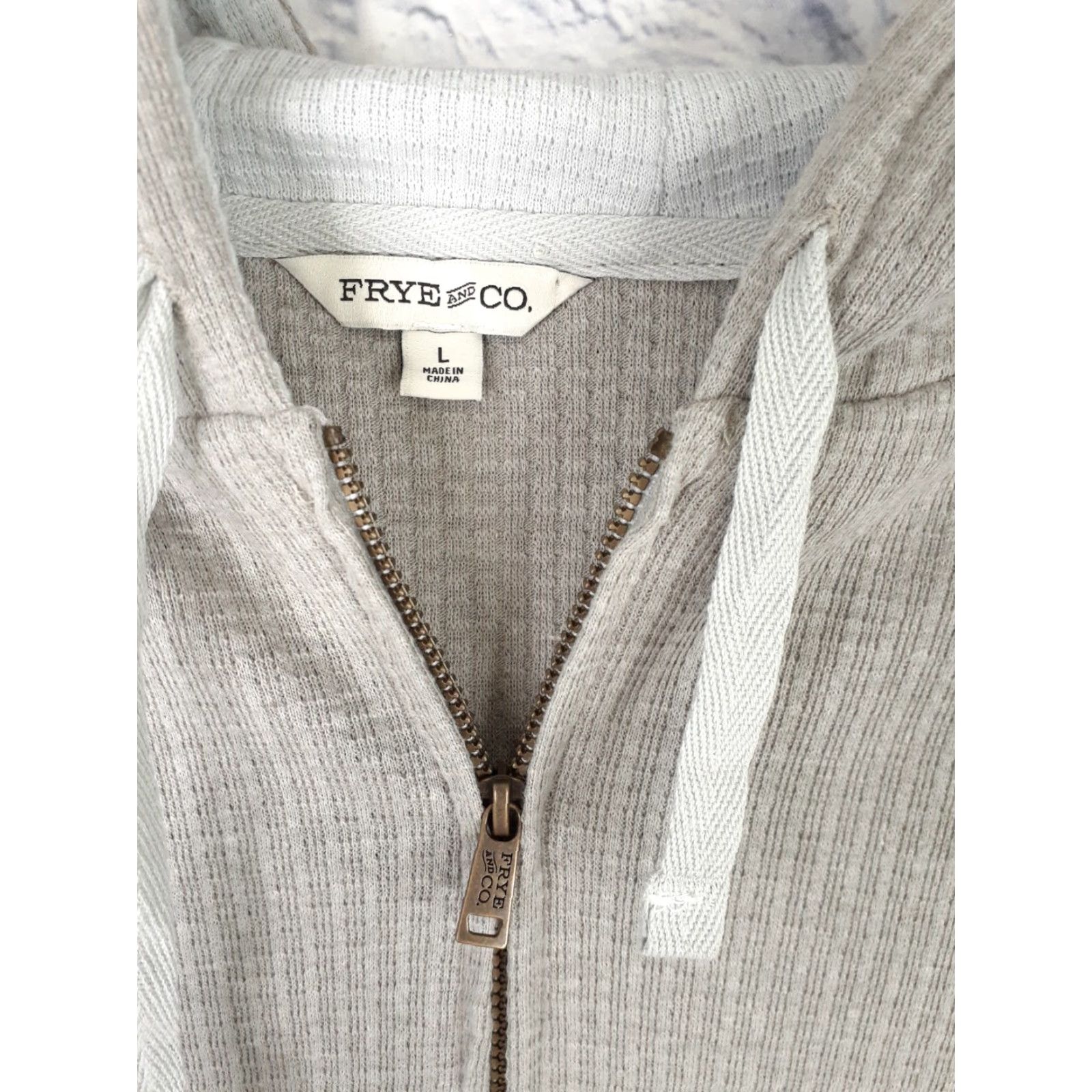 Frye Frye Co Full Zip Waffle Knit Hoodie Thumb Holes Fits Medium Gray Lightweight Size M / US 6-8 / IT 42-44 - 5 Thumbnail