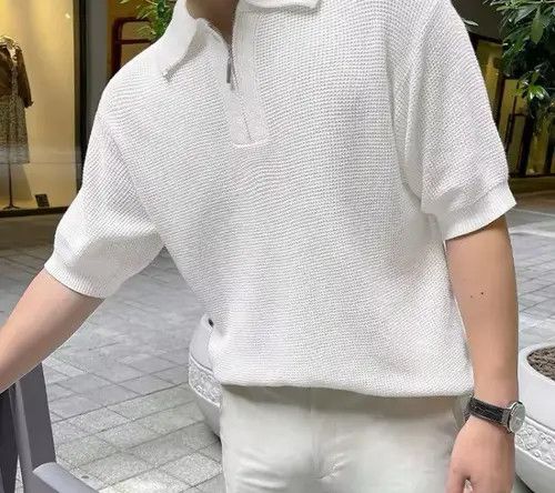 Japanese Brand Momoko x Egawa Knitted Zippered Polo Shirt Size US M / EU 48-50 / 2 - 3 Thumbnail