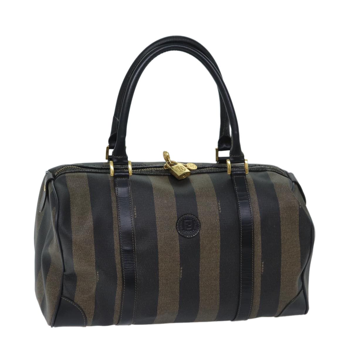 image of Fendi Pecan Canvas Boston Bag Brown Auth Yk11462, Women's