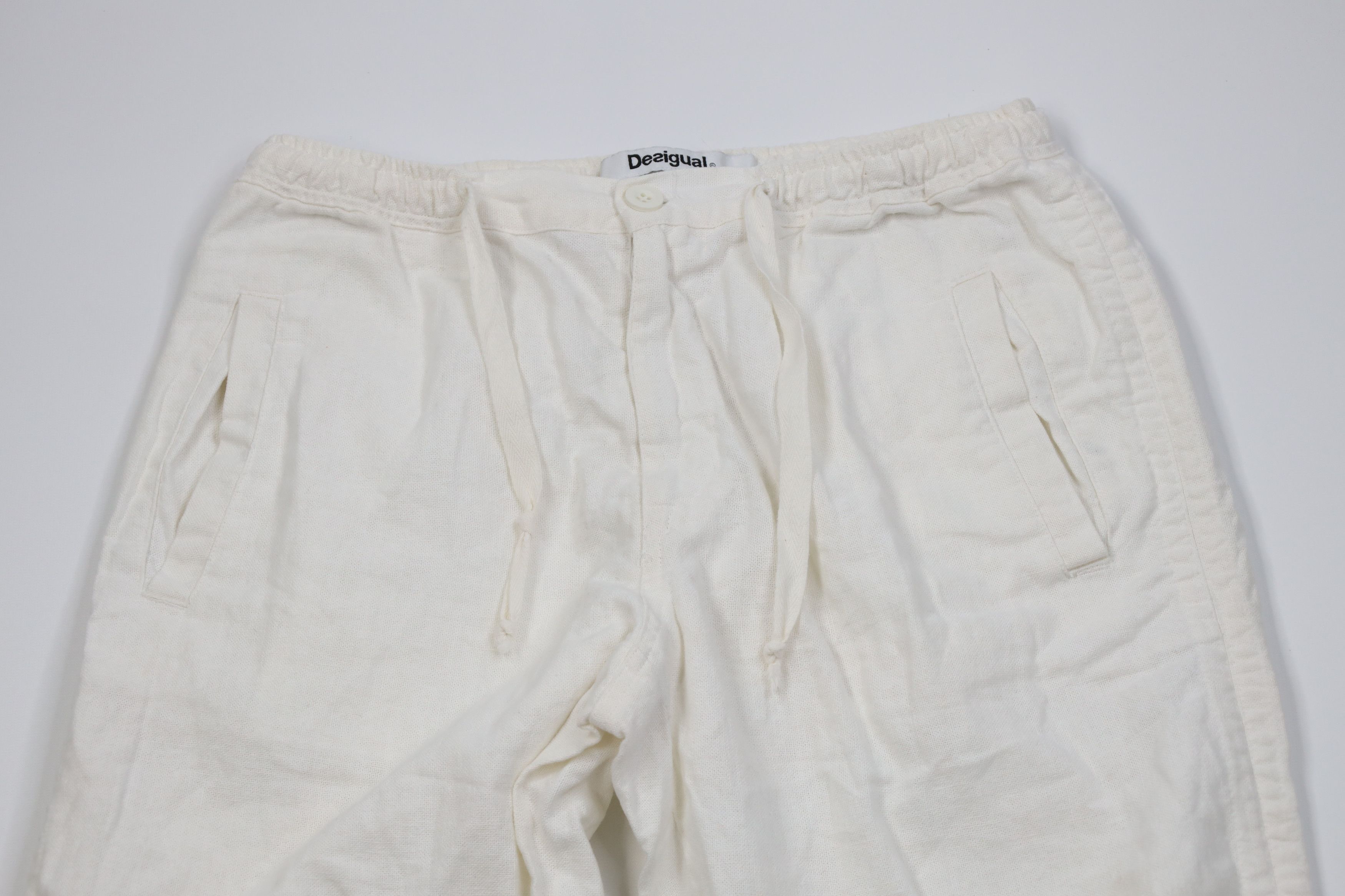 Desigual Desigual Linen Blend Wide Leg Beach Harem Pants White Size 32" / US 10 / IT 46 - 2 Thumbnail