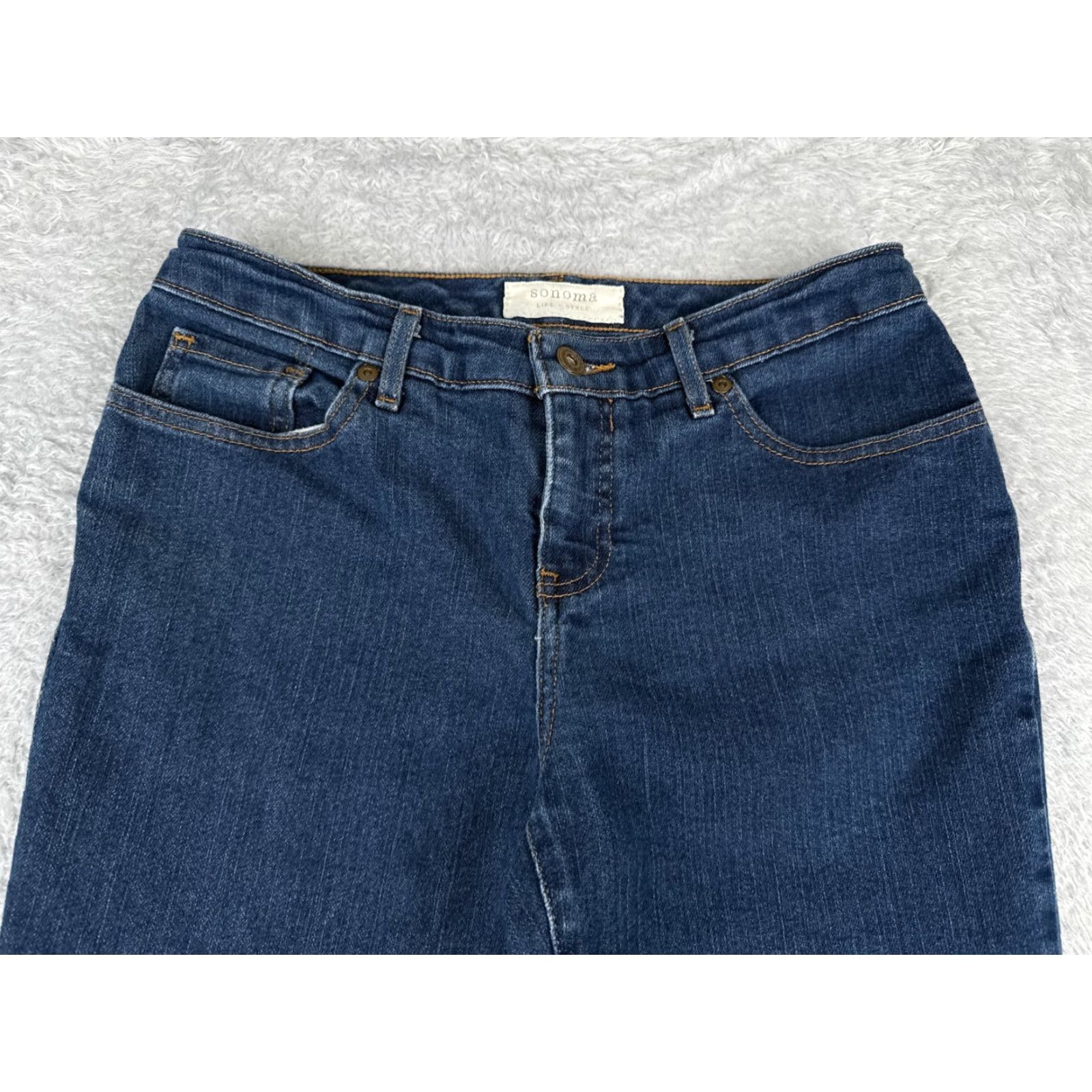 Denime VINTAGE Sonoma Women’s Bootcut Jeans 8 Regular Mid Rise Dark Blue Cotton Stretch Inseam 27" Size 30" / US 8 / IT 44 - 4 Thumbnail