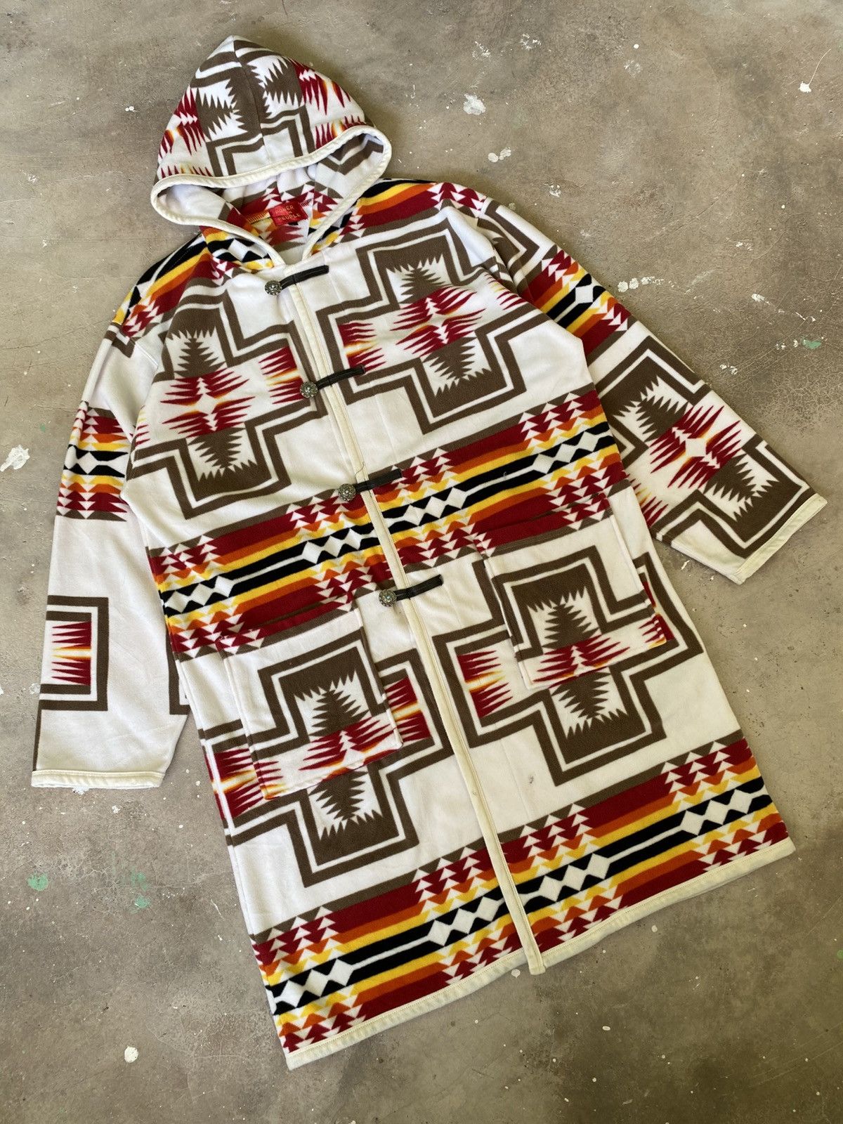 Japanese Brand Power To The People Native Fleece Hood Coat Size US L / EU 52-54 / 3 - 1 Thumbnail