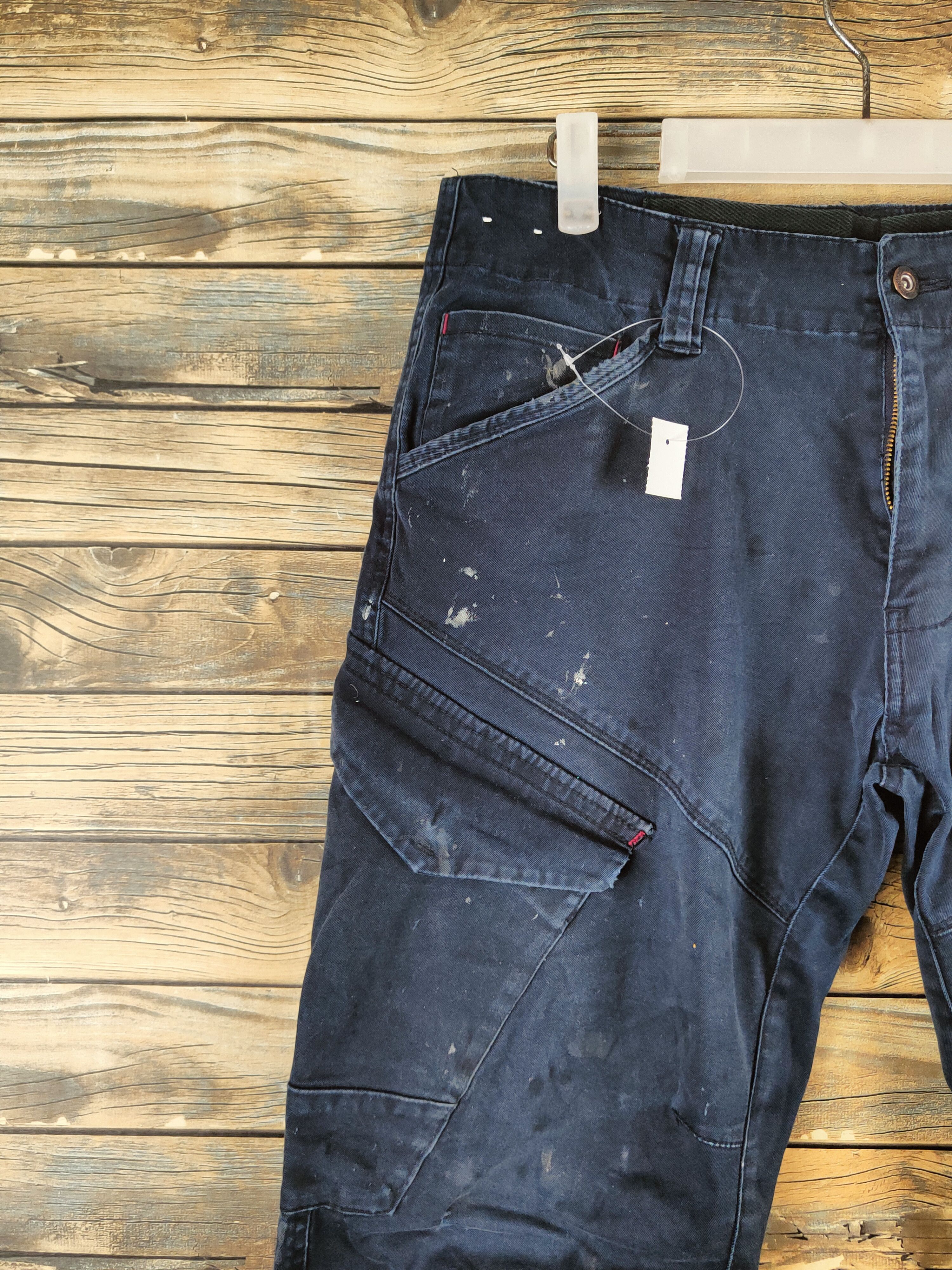 Japanese Brand Genba-Xebex Dark Blue Multipocket Cargo Pants #S2818 Size US 32 / EU 48 - 3 Thumbnail
