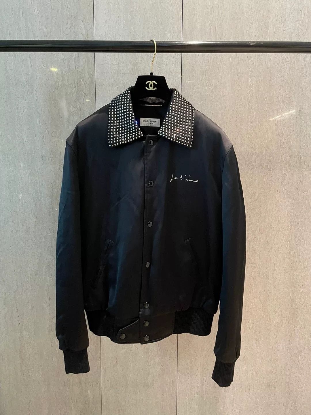 Saint Laurent Paris Saint Laurent Diamond-Studded Collar Baseball Jacket Size M / US 6-8 / IT 42-44 - 1 Thumbnail