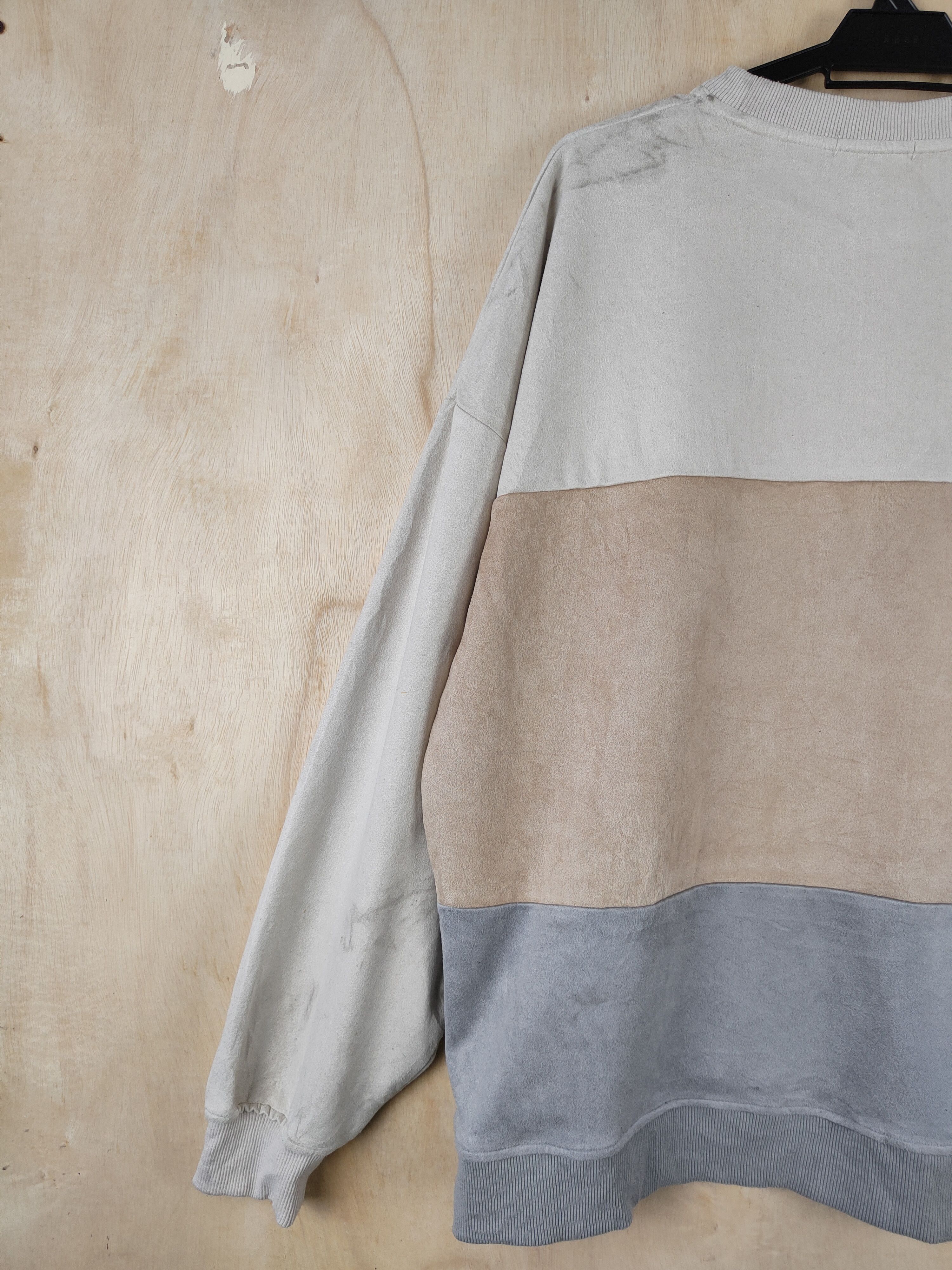 Japanese Brand Takeo Kikuchi Gray Brown patchwork Sweatshirts #S2561 Size US L / EU 52-54 / 3 - 8 Thumbnail