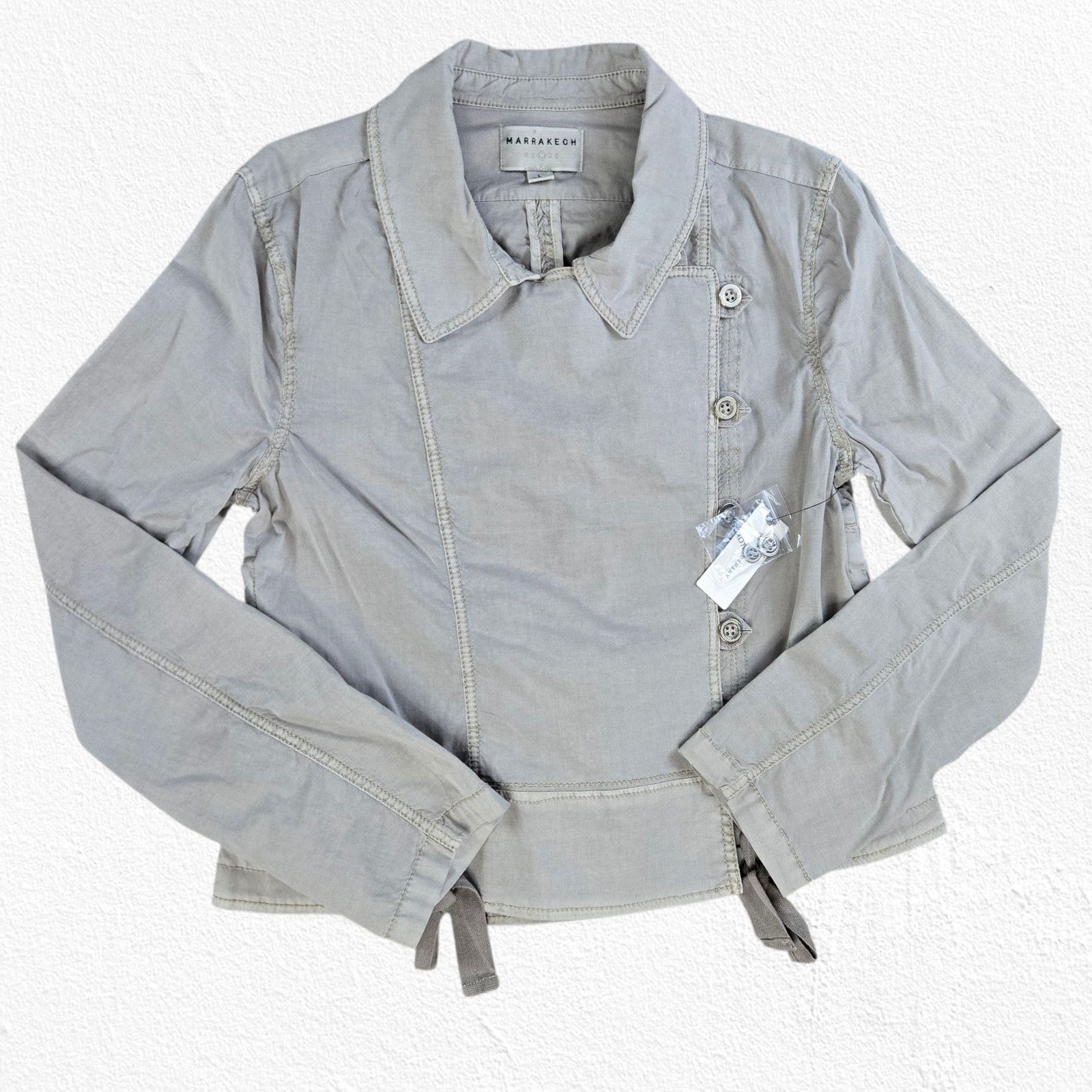 Anthropologie Marrakech Asymmetrical Utility Jacket Pearl Gray Size L Size L / US 10 / IT 46 - 2 Thumbnail