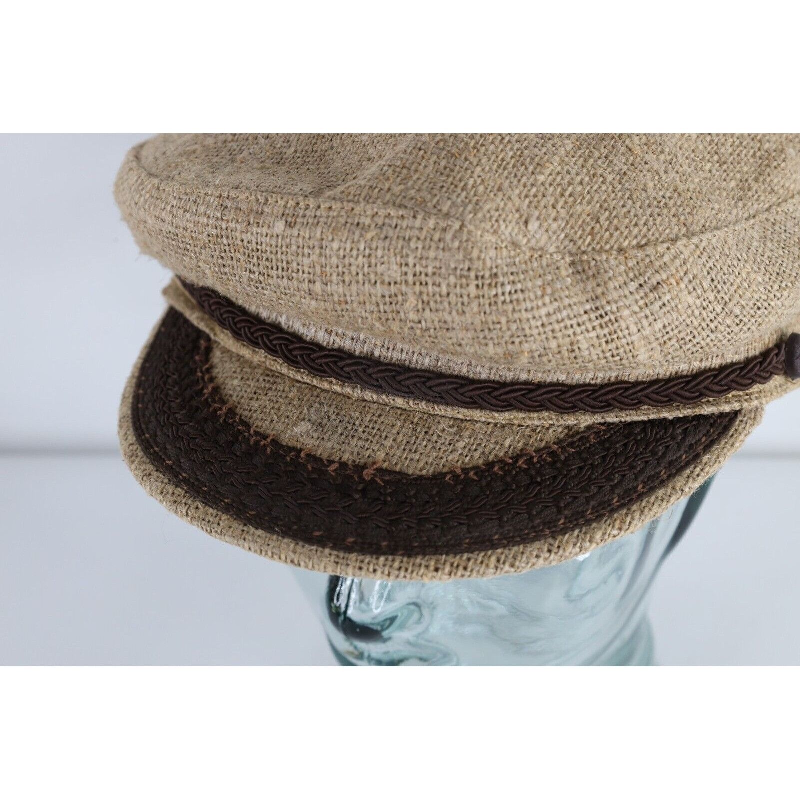 Vintage Vintage 60s 70s Rockabilly Burlap Tweed Fisherman Boat Hat Size ONE SIZE - 3 Thumbnail