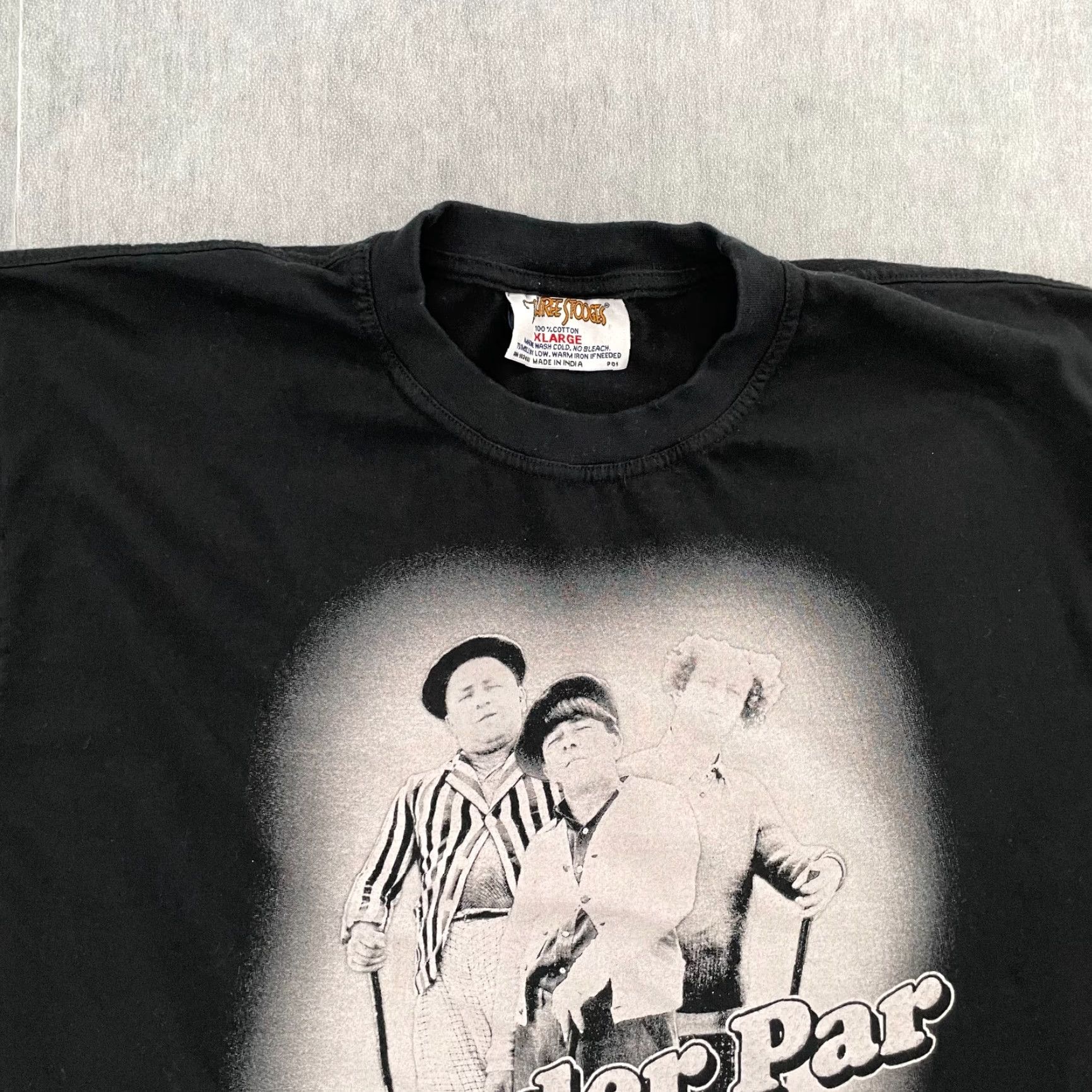 Vintage VINTAGE The Three Stooges Shirt Mens XL Black 3 Under Par Larry Curly Moe Movie Characters Comic Quotes Mens T-Shirt Size US XL / EU 56 / 4 - 3 Thumbnail